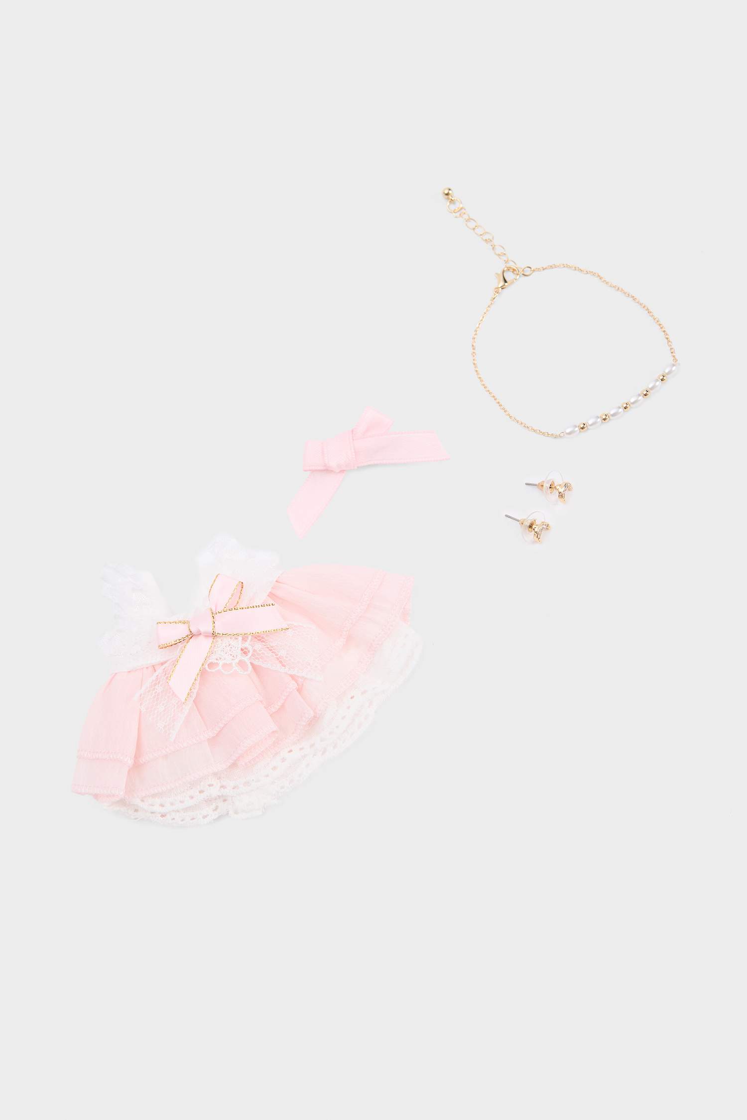 Kadın Pembe Detaylı Giydirilebilir Anahtarlık Kostümü