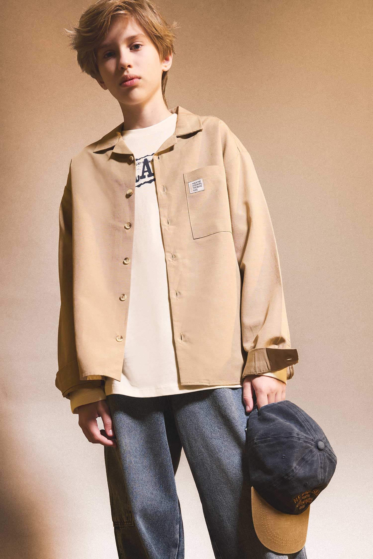 Ұлдарға рисорт жаға ұзын жеңді Ұзын жеңді көйлек