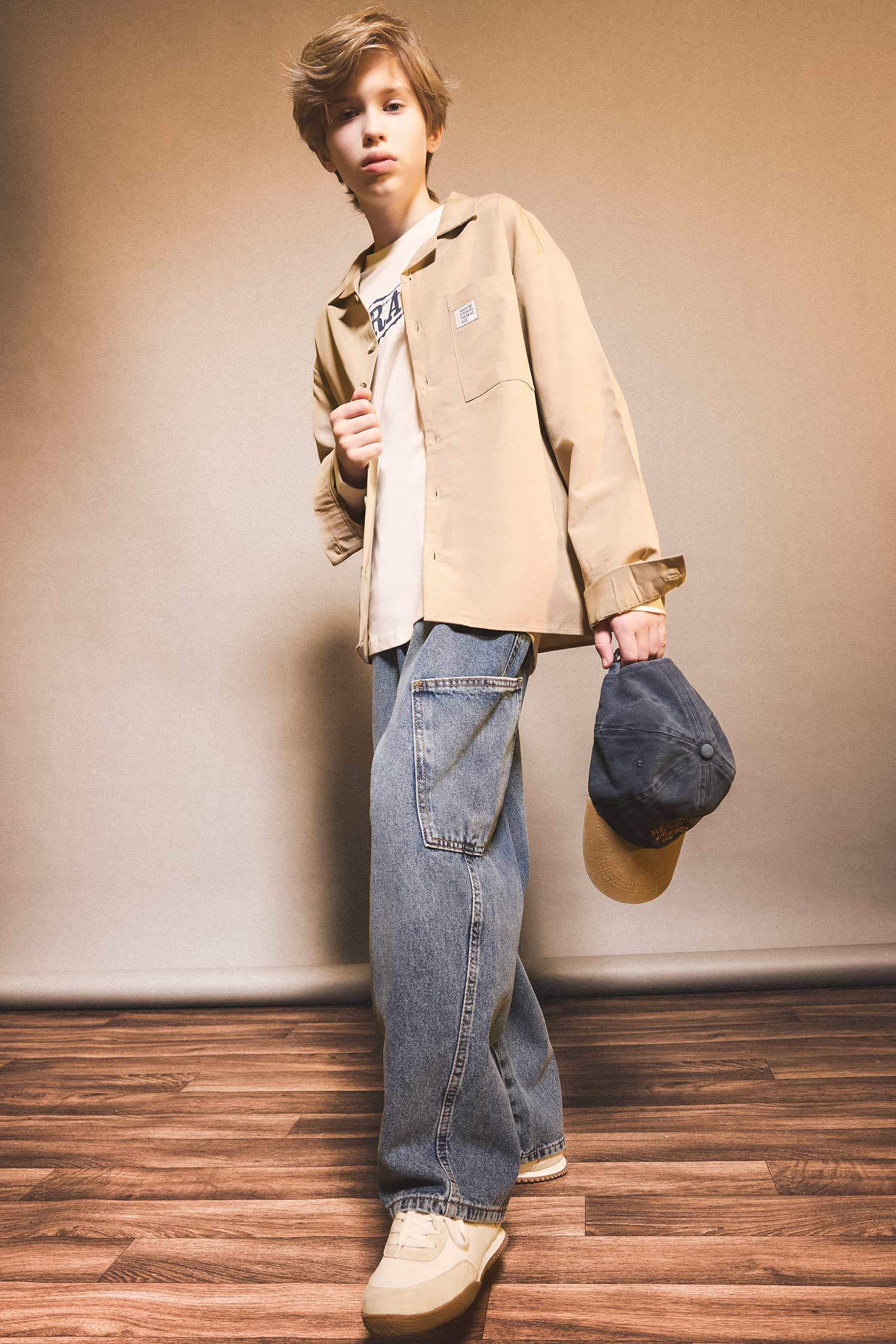 Ұлдарға рисорт жаға ұзын жеңді Ұзын жеңді көйлек