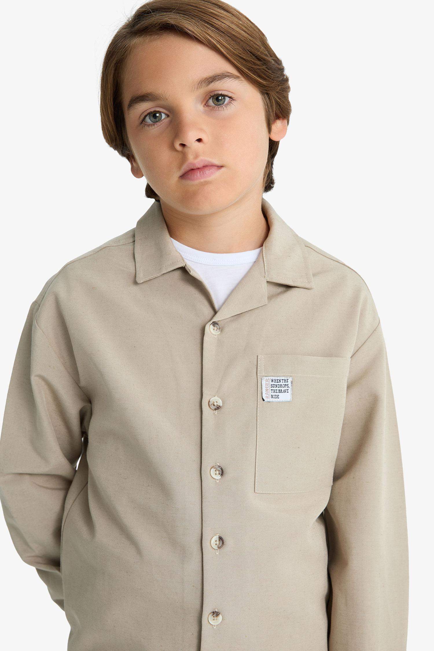 Ұлдарға рисорт жаға ұзын жеңді Ұзын жеңді көйлек