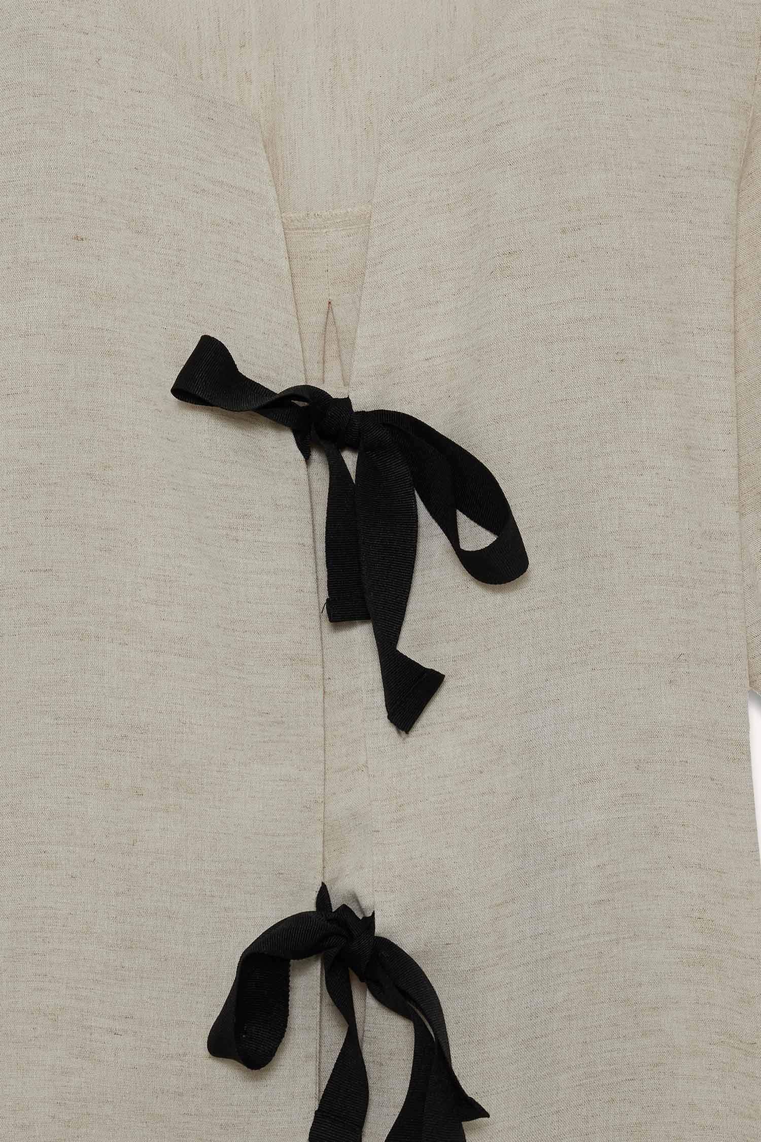 Regular Fit Crew Neck Linen Blend Blouse