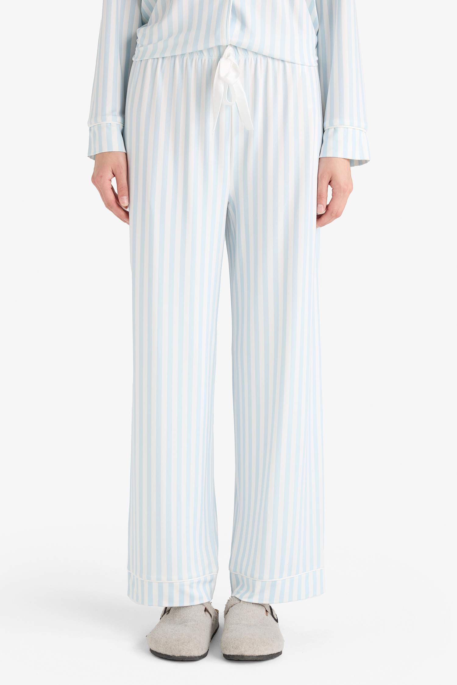 سيت بجامة مخطط قصة عادية ردن طويل - قطعتين