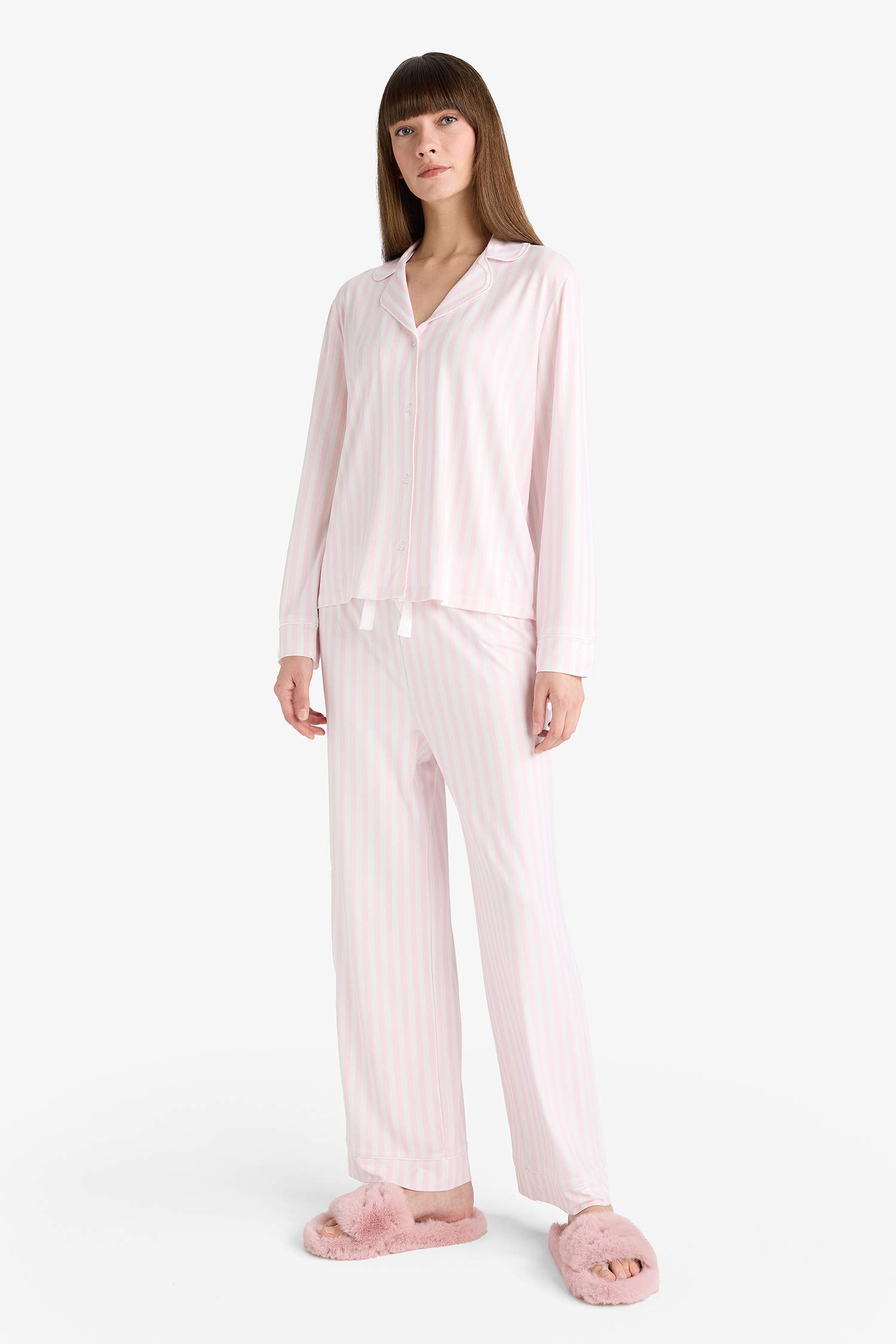 Fall in Love Regular Fit Striped Top Bottoms 2 Piece Pajama Set