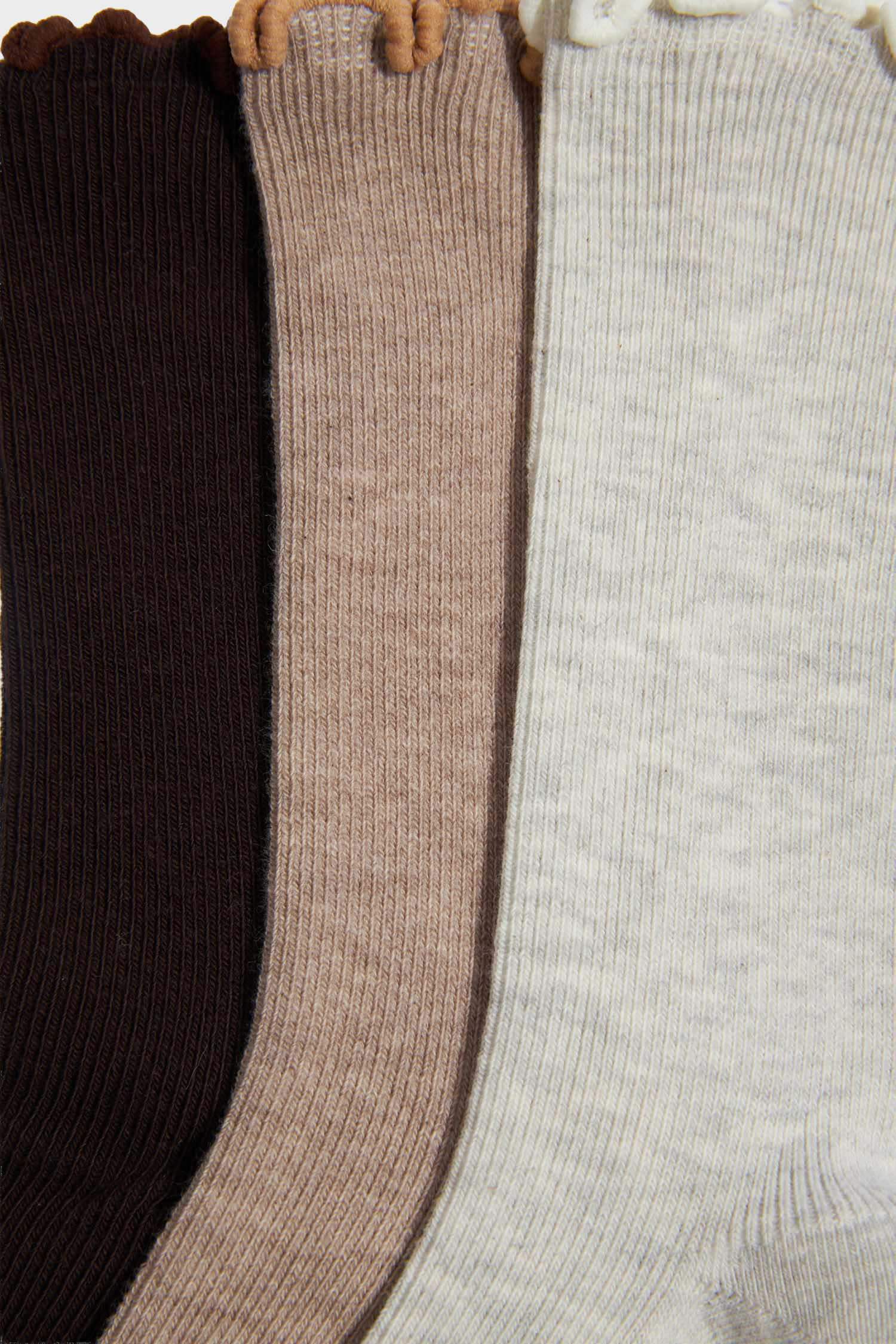 Lot de 3 Chaussettes longues en coton à volants pour femme