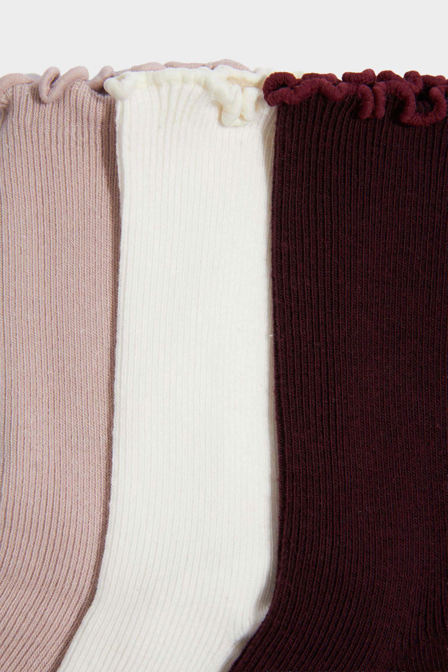 Lot de 3 Chaussettes longues en coton à volant pour femme