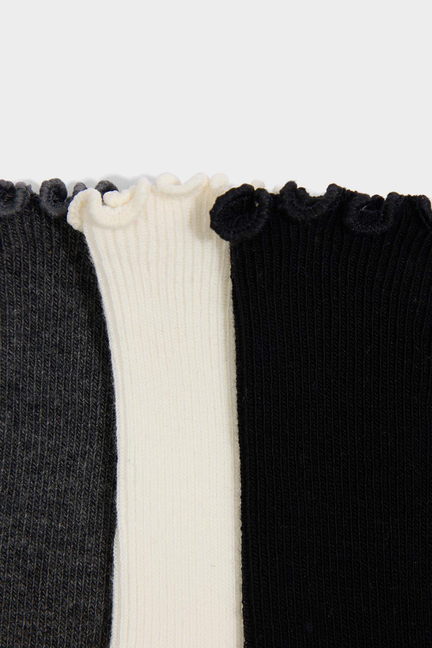 Kadın Fırfırlı 3'lü Pamuklu Uzun Çorap