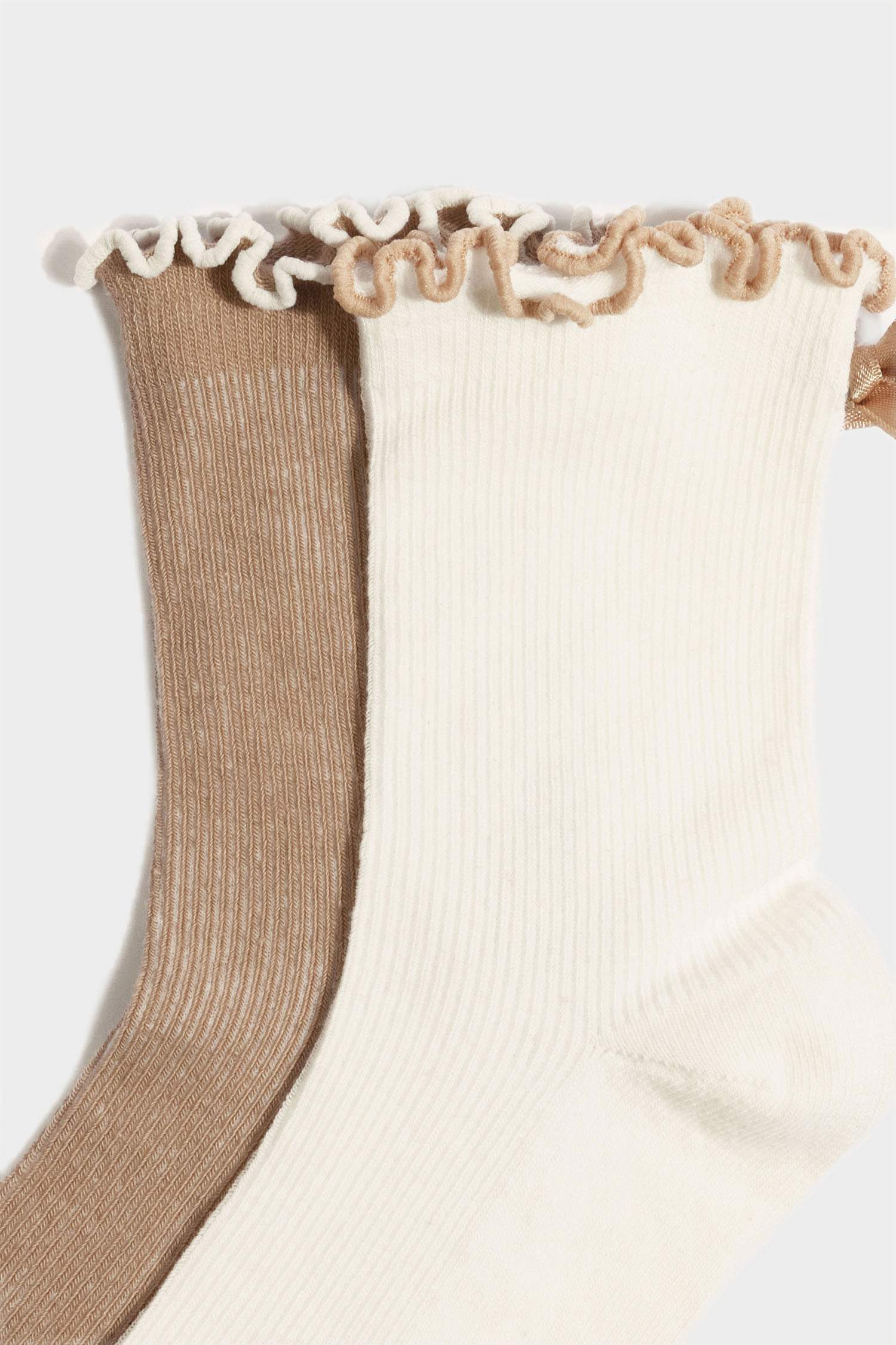 Lot de 2 Chaussettes en coton à ruban pour femme