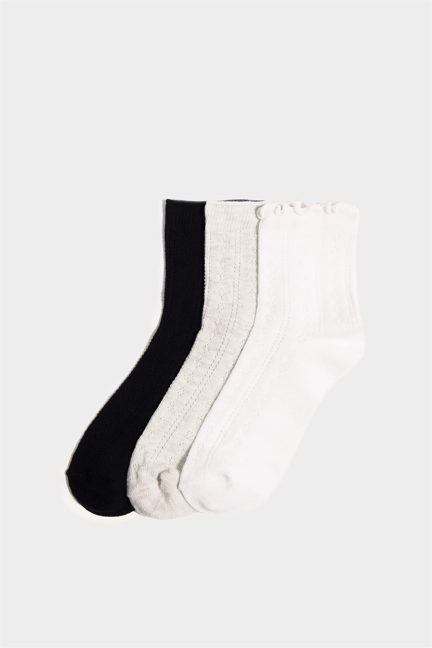 Lot de 3 Chaussettes en coton à volants pour femme