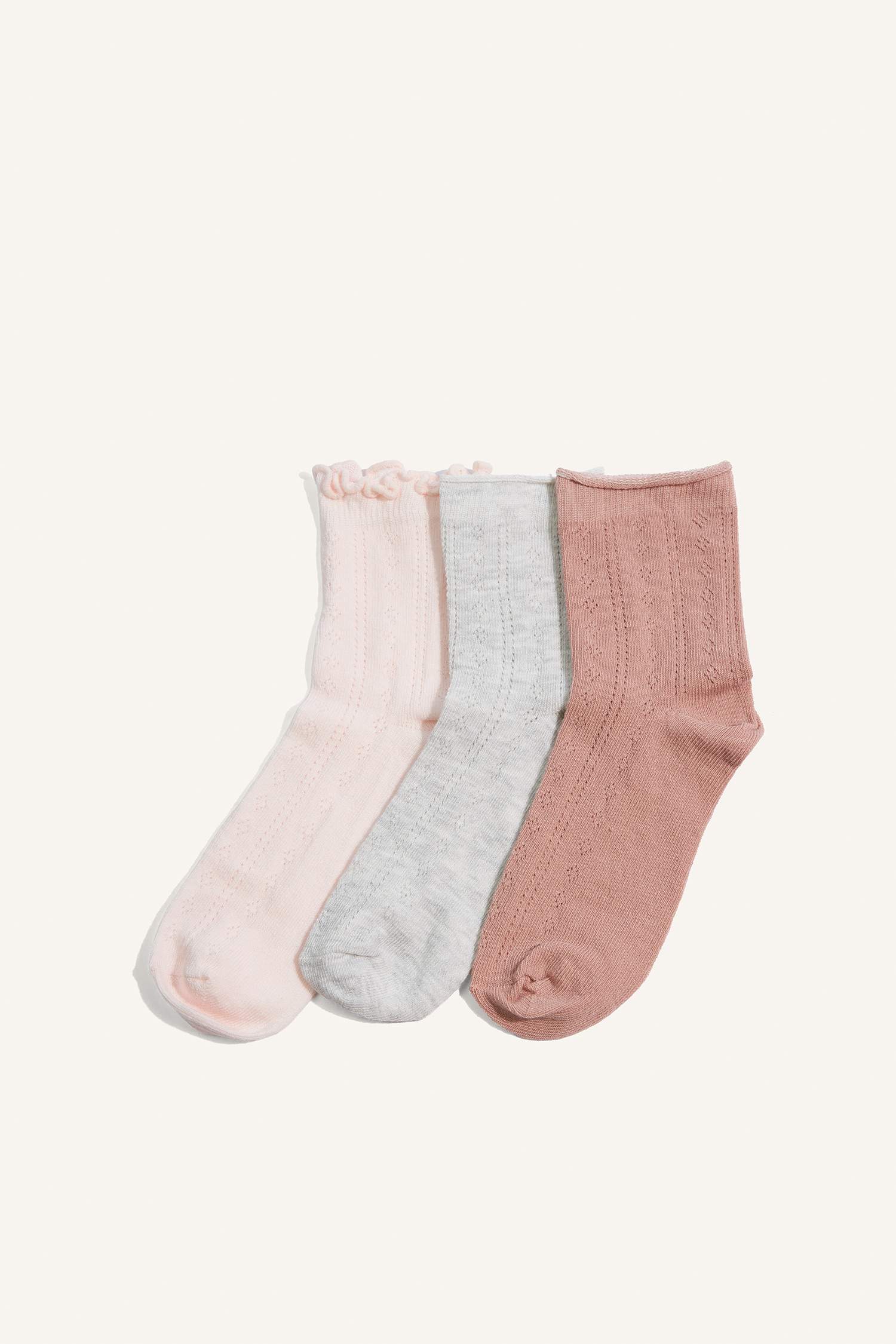 Kadın Fırfırlı 3'lü Pamuklu Soket Çorap