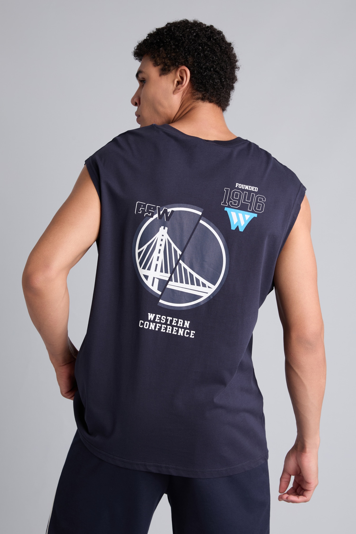 DeFacto %100 Pamuk NBA Golden State Warrıors Oversıze Bisiklet Yaka Atlet