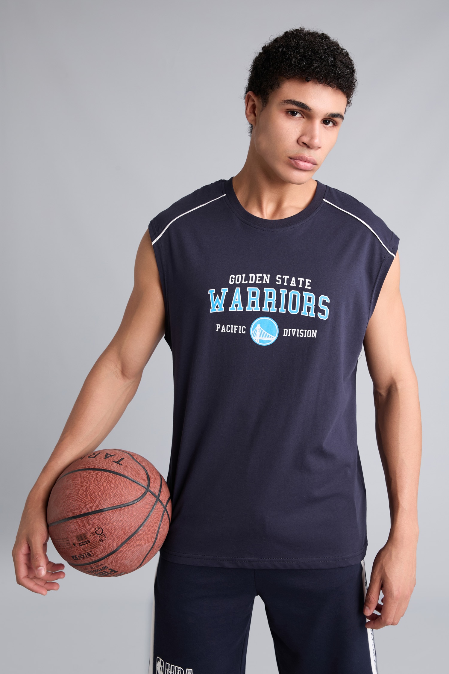 DeFacto %100 Pamuk NBA Golden State Warrıors Oversıze Bisiklet Yaka Atlet görsel 3