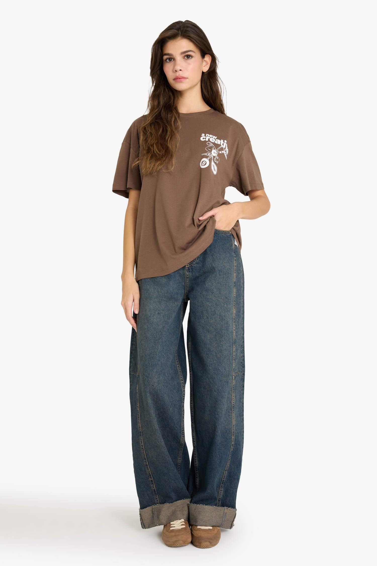 Футболка Overshirt Fit с принтом и коротким рукавом