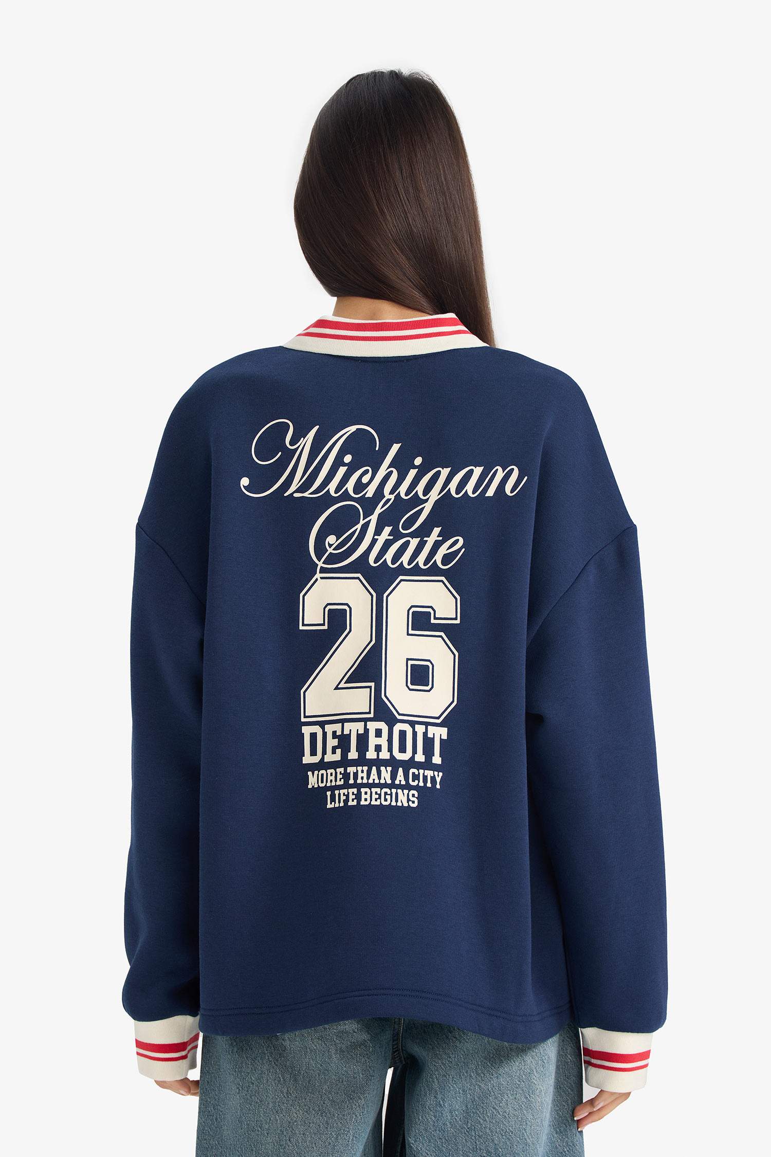 Oversize Fit Printed Long Sleeve Sweatshirt