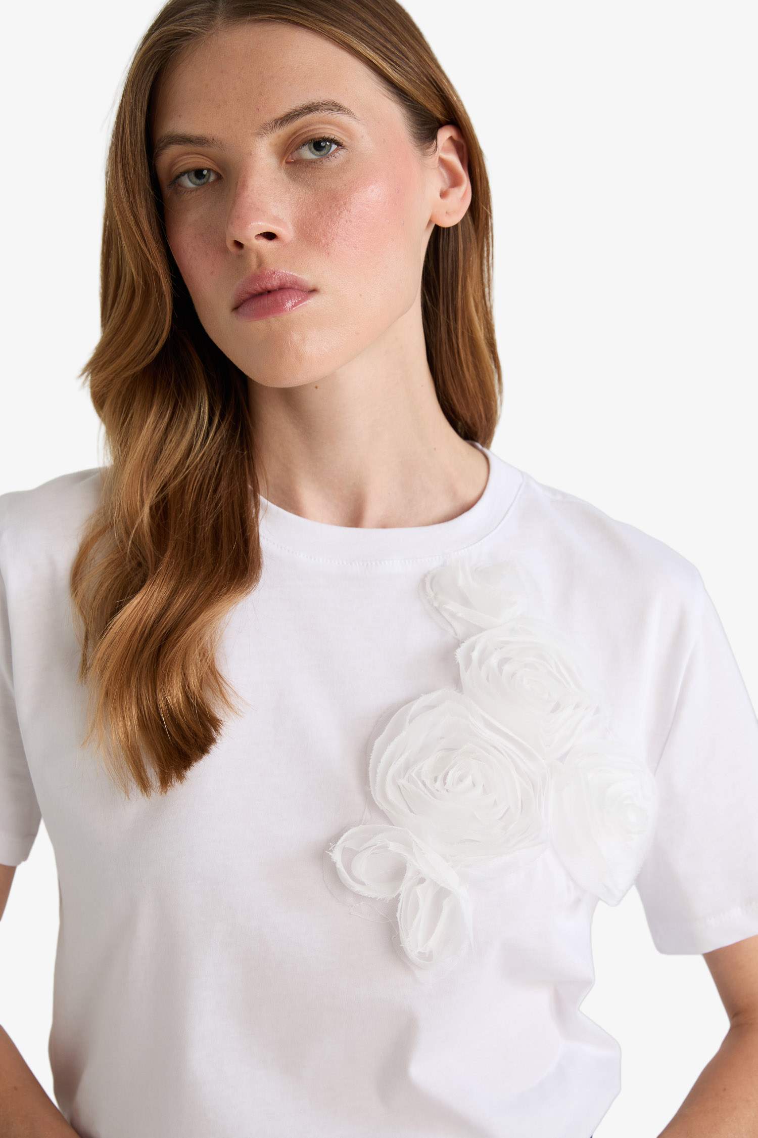 Relax Fit Crew Neck Embroidered Cotton T-Shirt