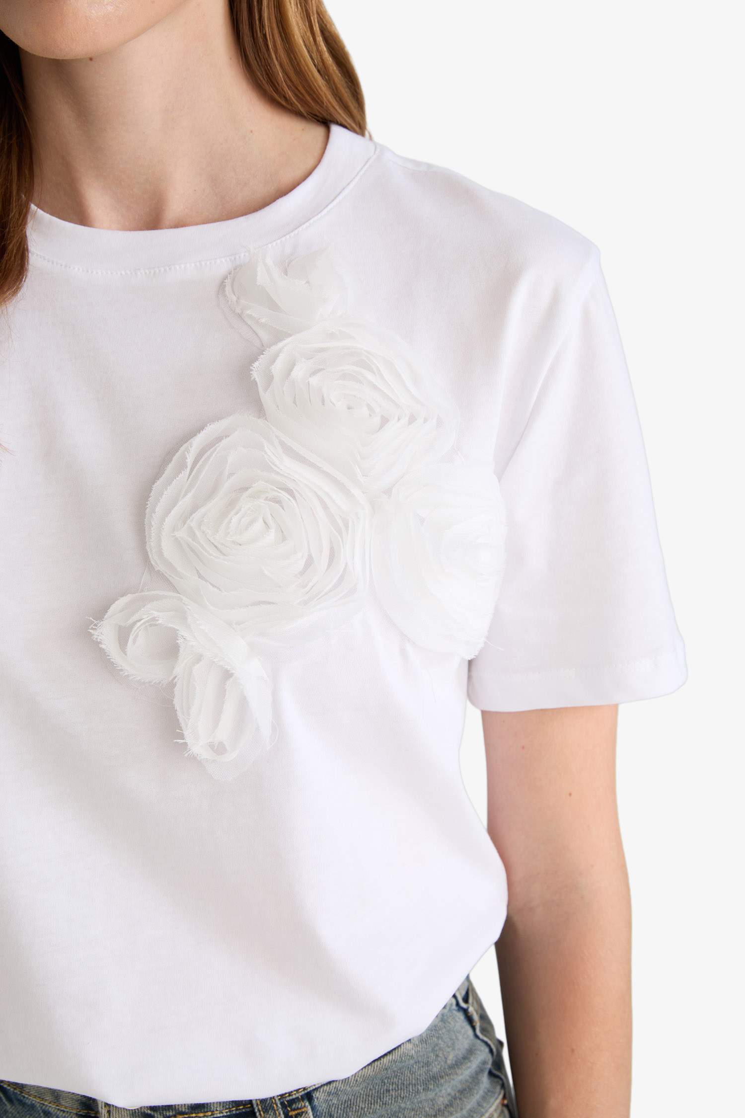 Relax Fit Crew Neck Embroidered Cotton T-Shirt