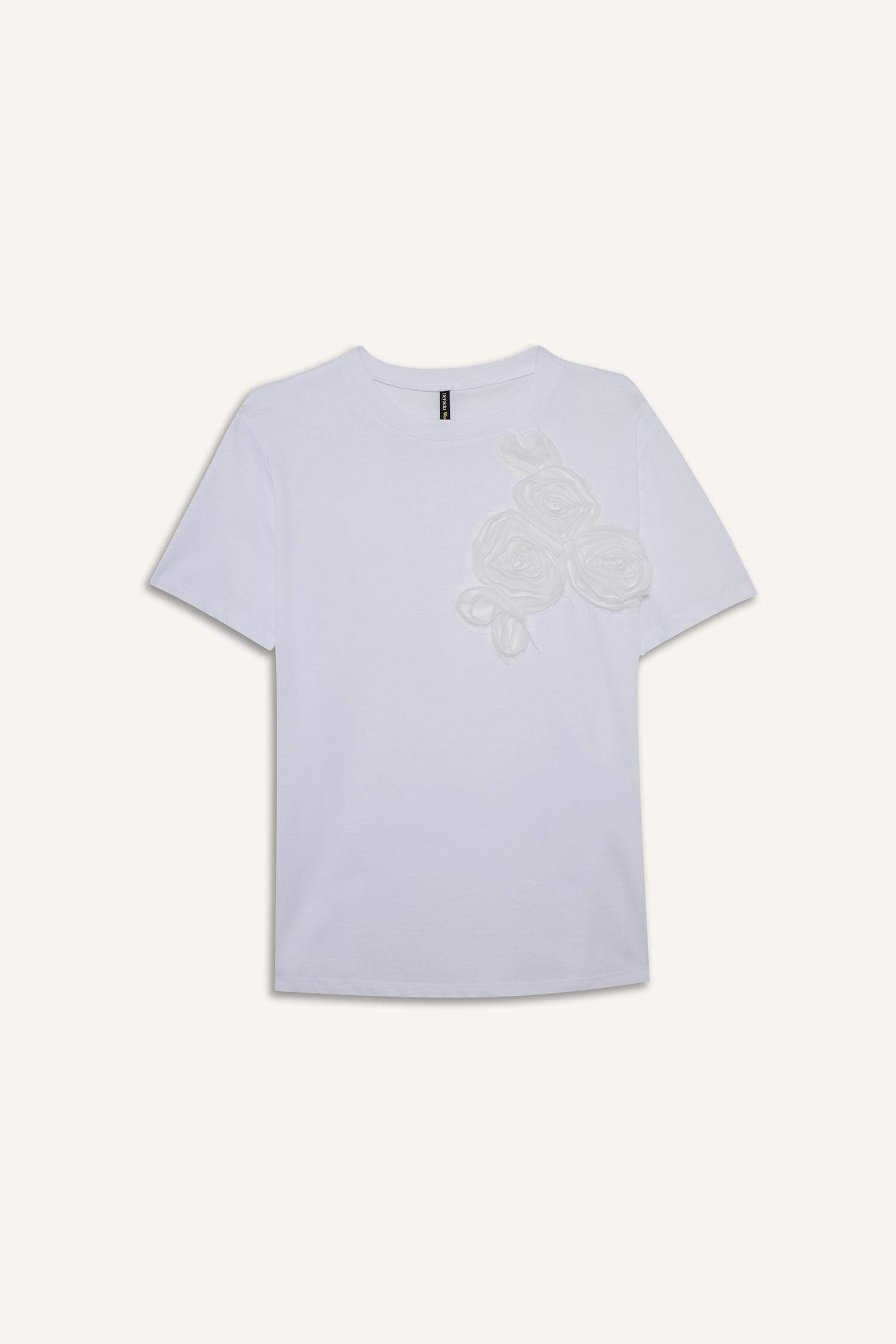 Relax Fit Crew Neck Embroidered Cotton T-Shirt