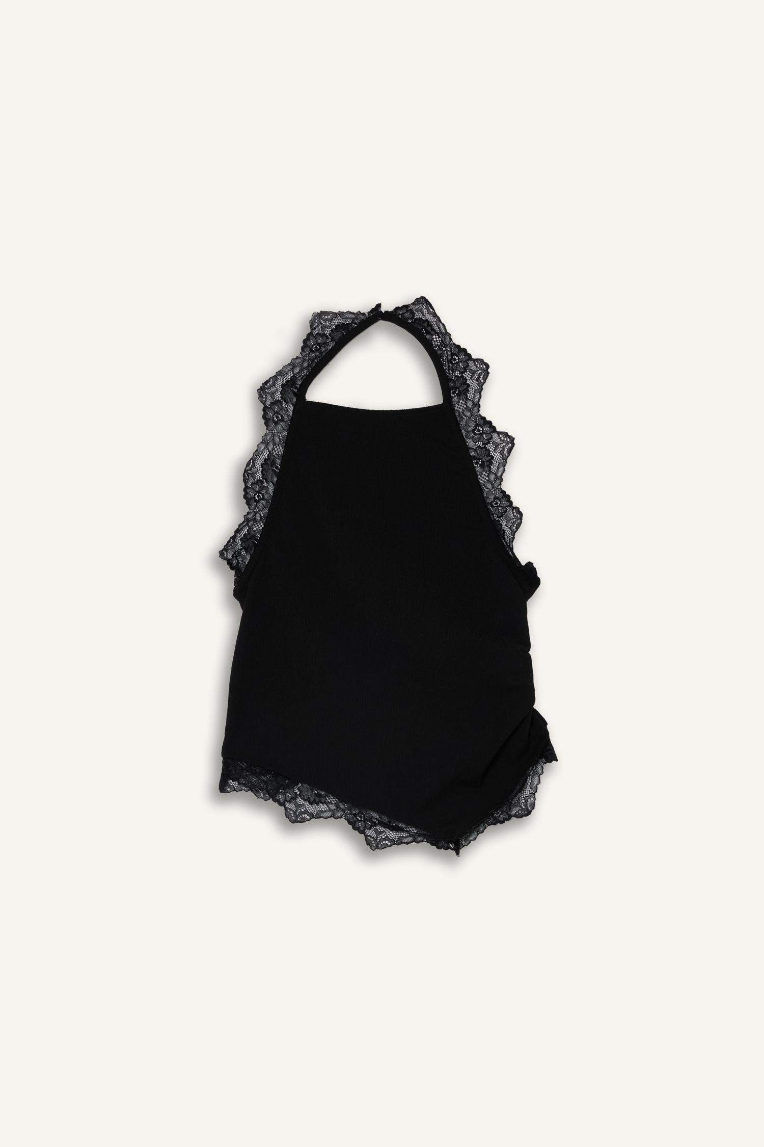 Slim Fit Dar Kesim Halter Yaka Bürümcük Bluz