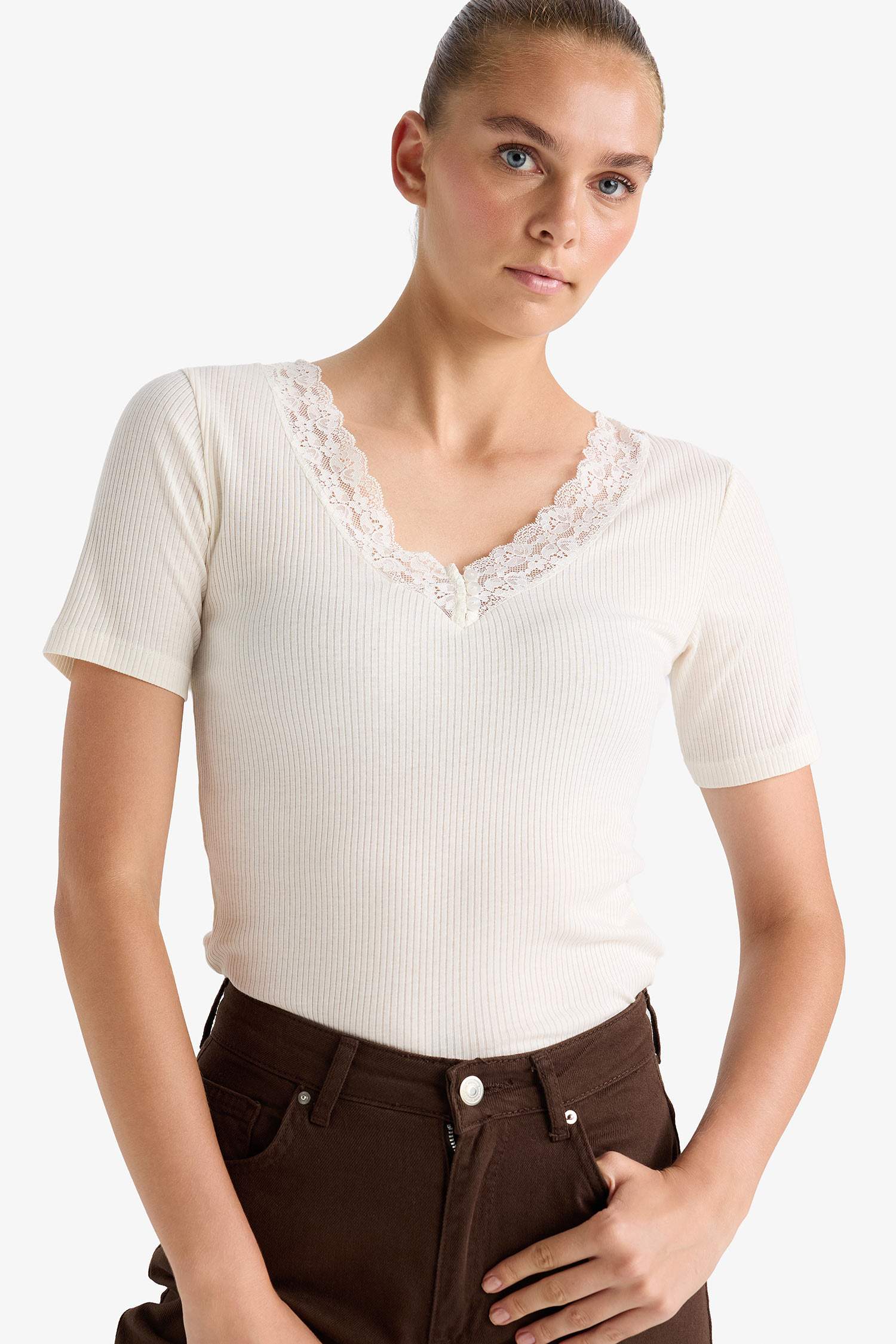 Slim Fit V-Neck Ribbed Camisole T-Shirt