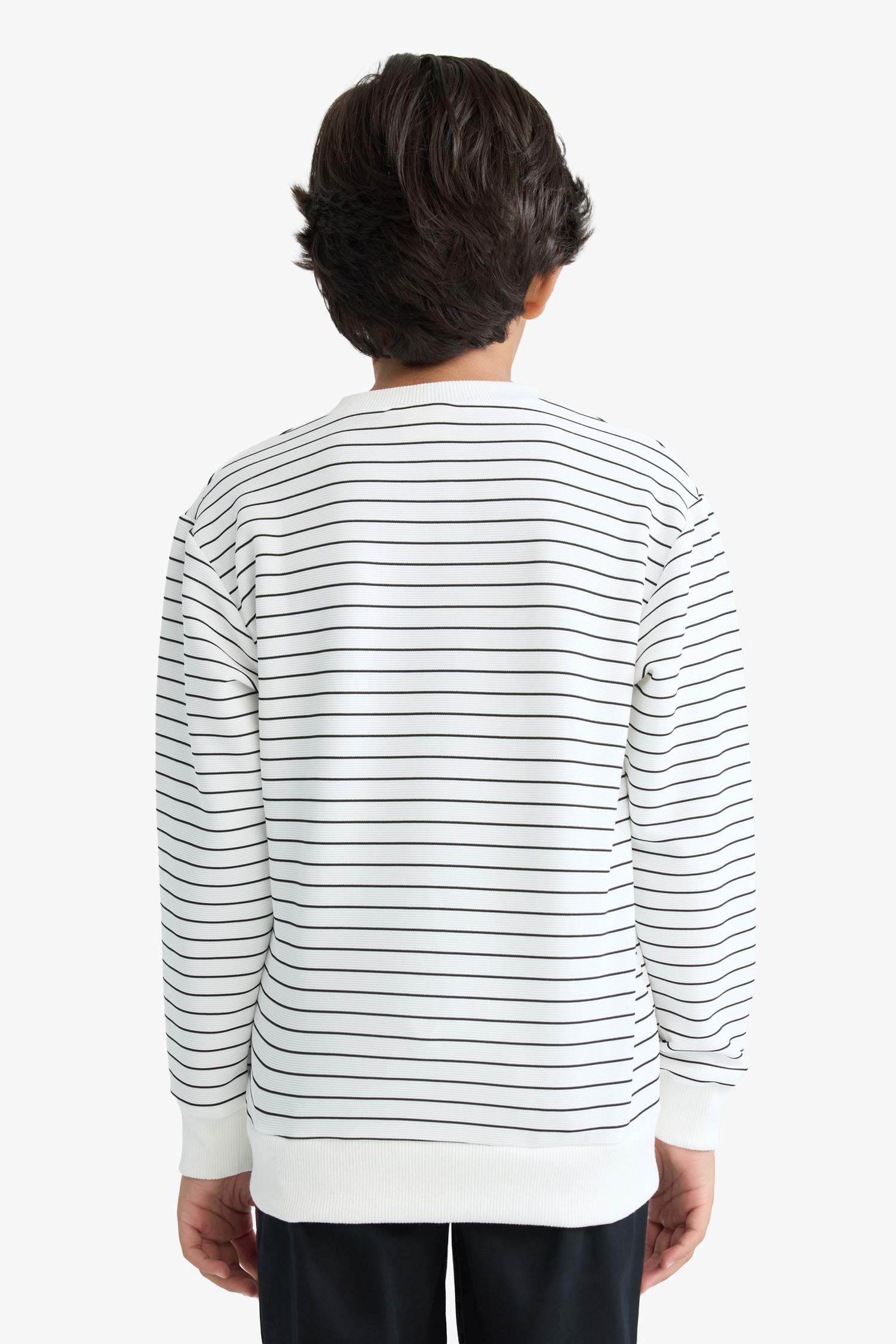 Erkek Çocuk Bisiklet Yaka Çizgili Sweatshirt