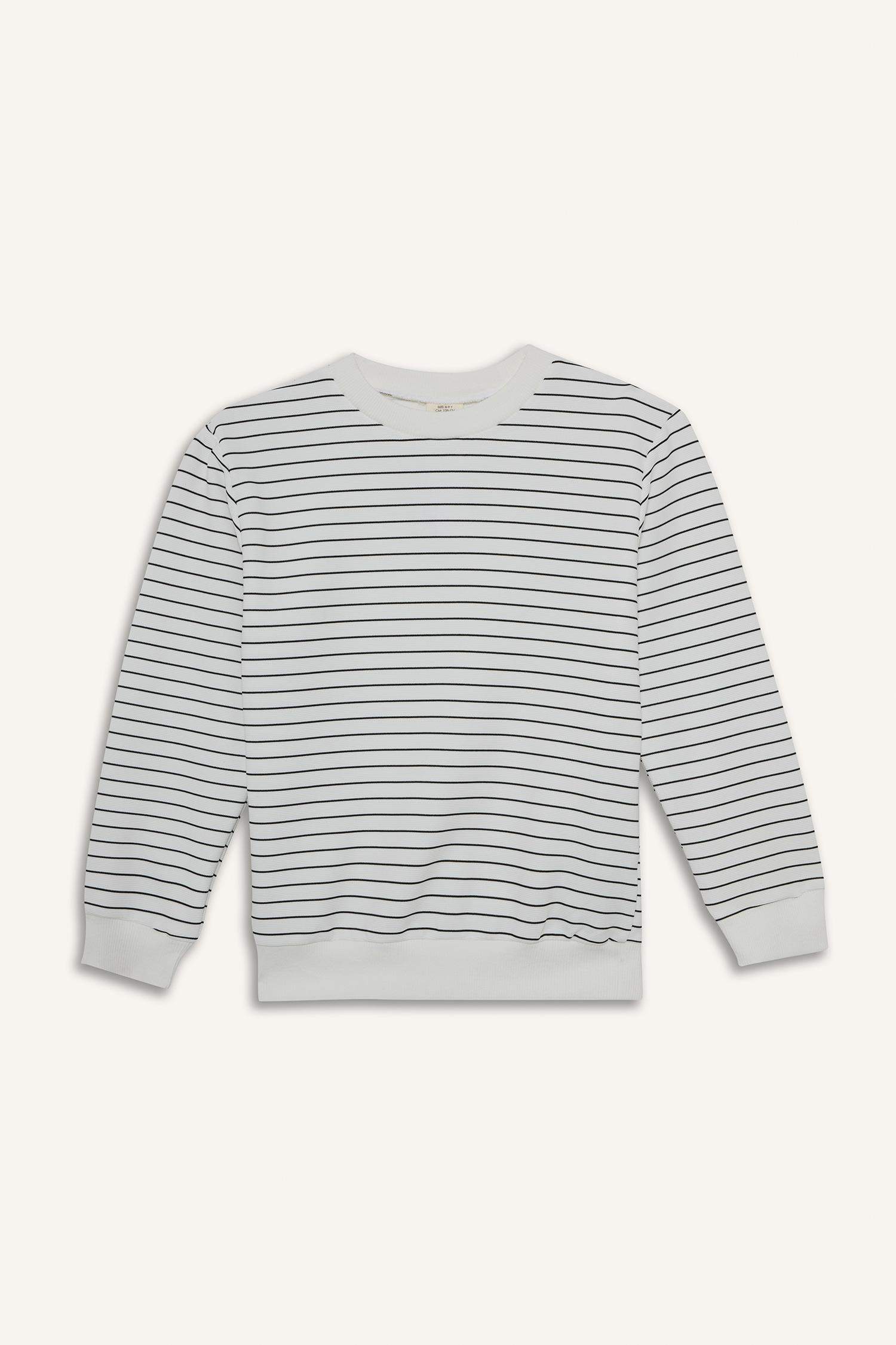 Erkek Çocuk Bisiklet Yaka Çizgili Sweatshirt