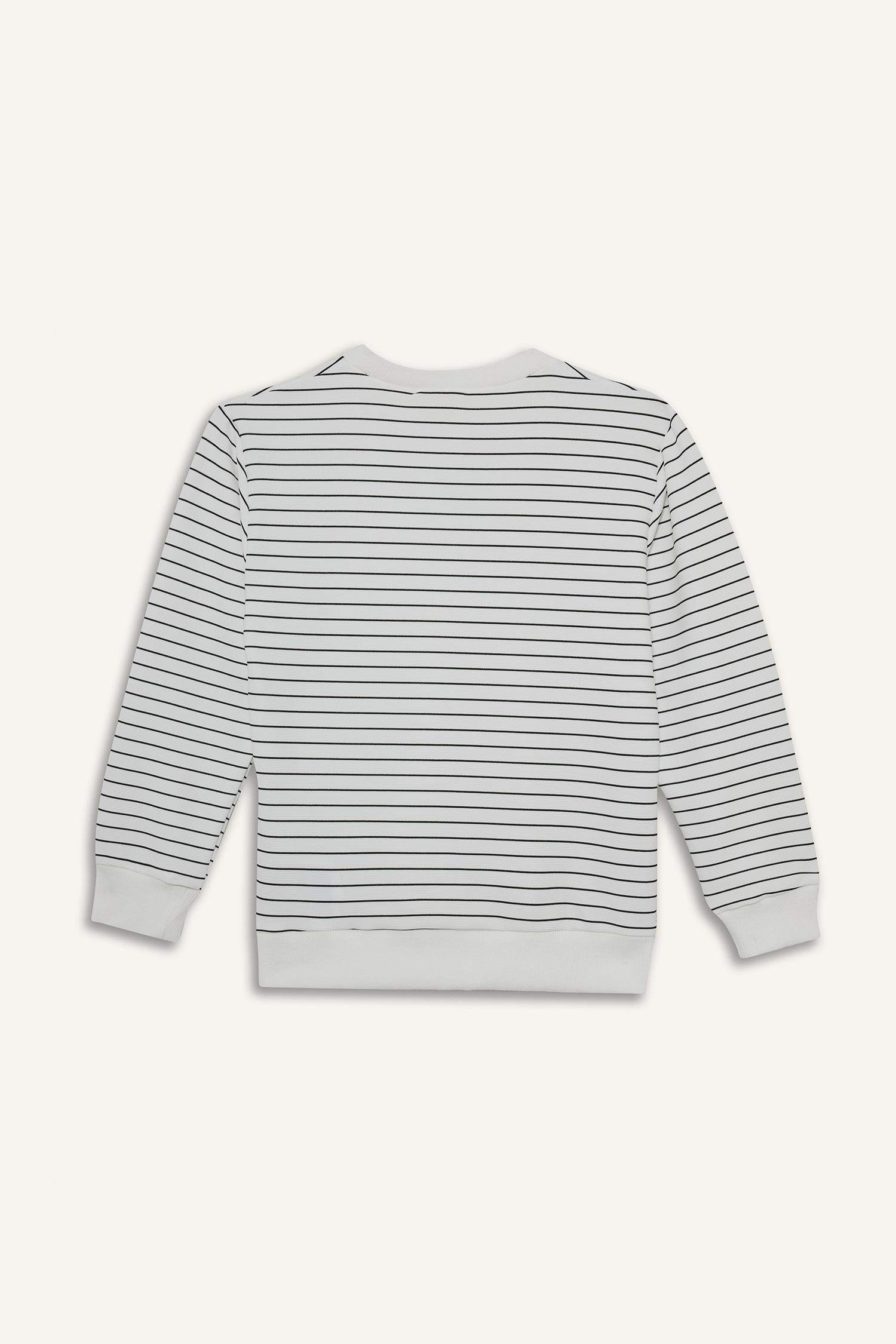 Erkek Çocuk Bisiklet Yaka Çizgili Sweatshirt