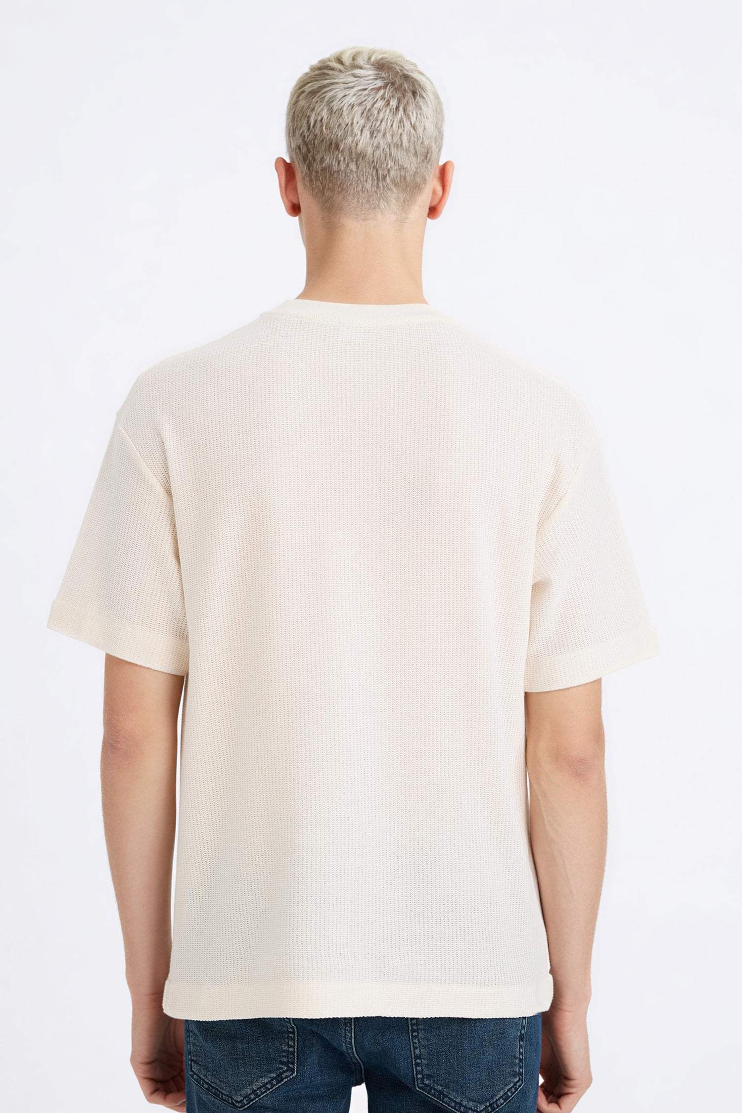 تيشيرت قطن نص ردن اوفر سايز بياخة مستديرة