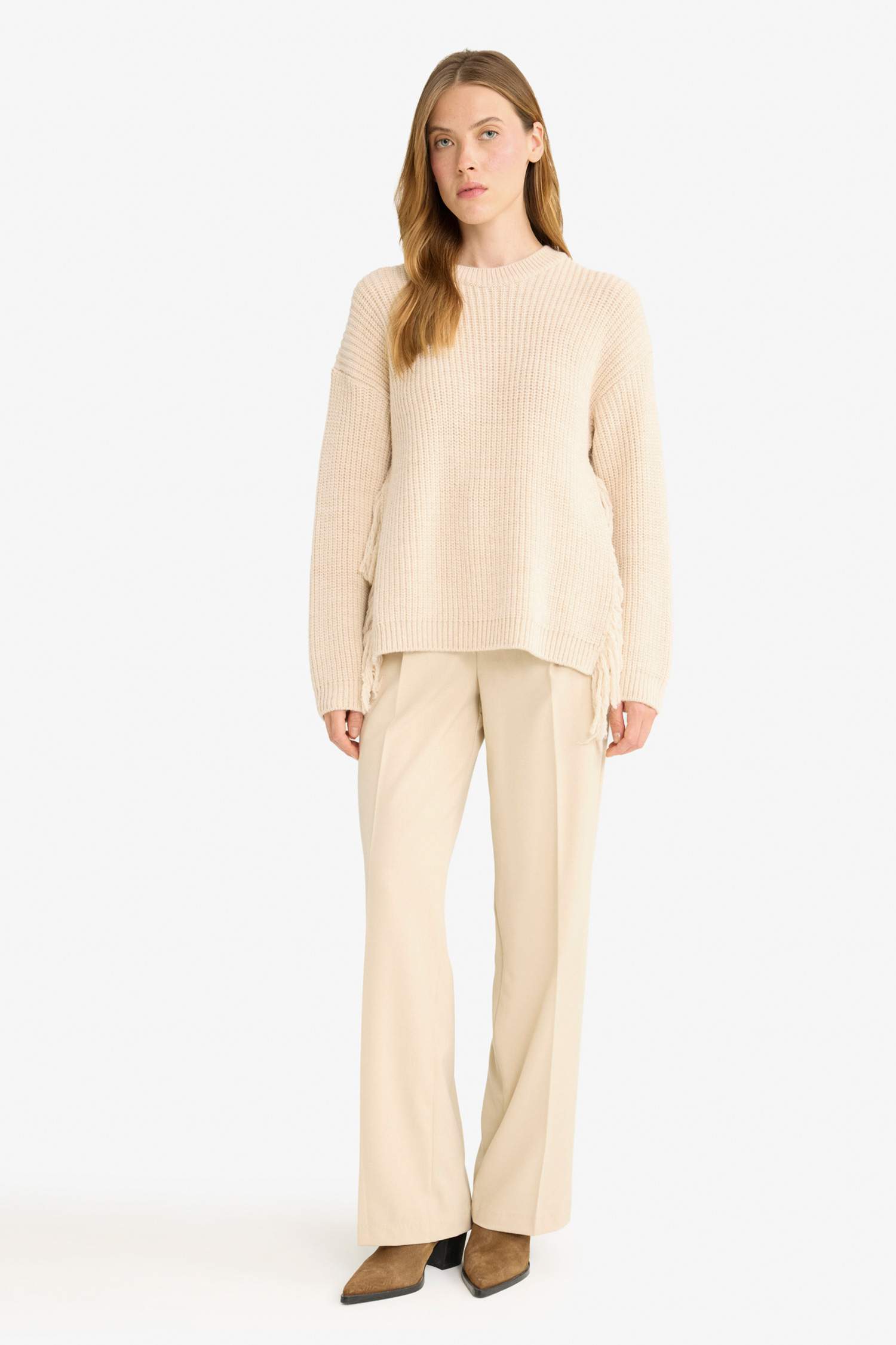 Oversize Geniş Kalıp Bisiklet Yaka Triko Kazak