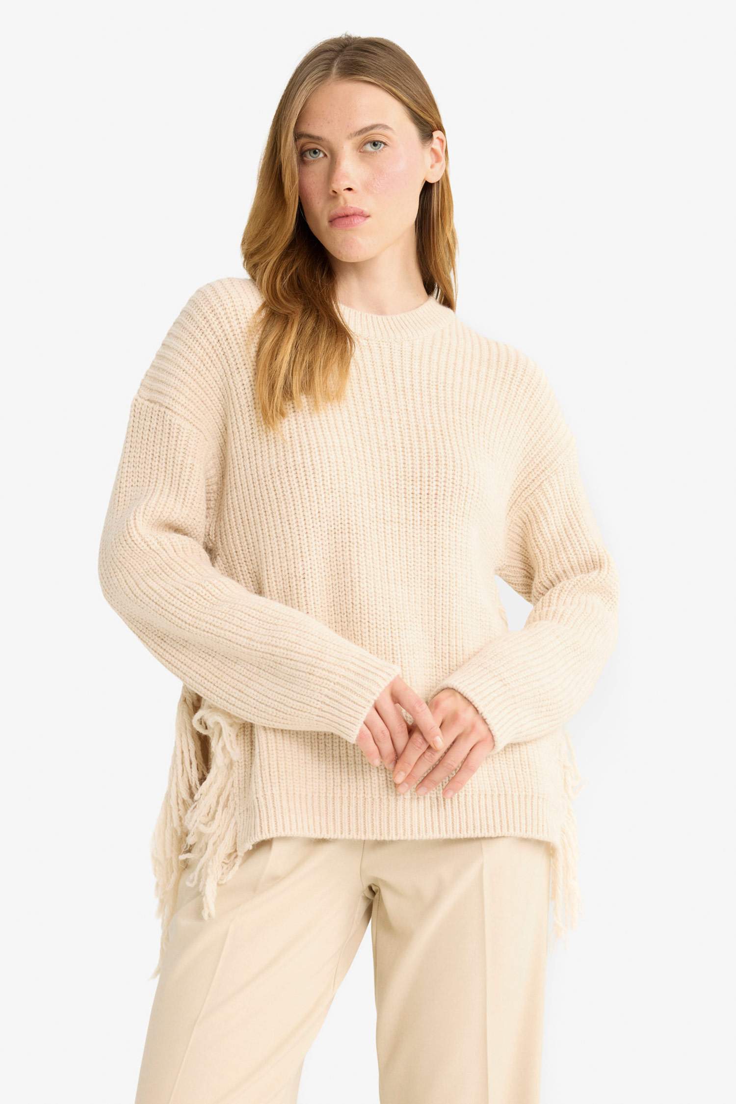 Oversize Geniş Kalıp Bisiklet Yaka Triko Kazak