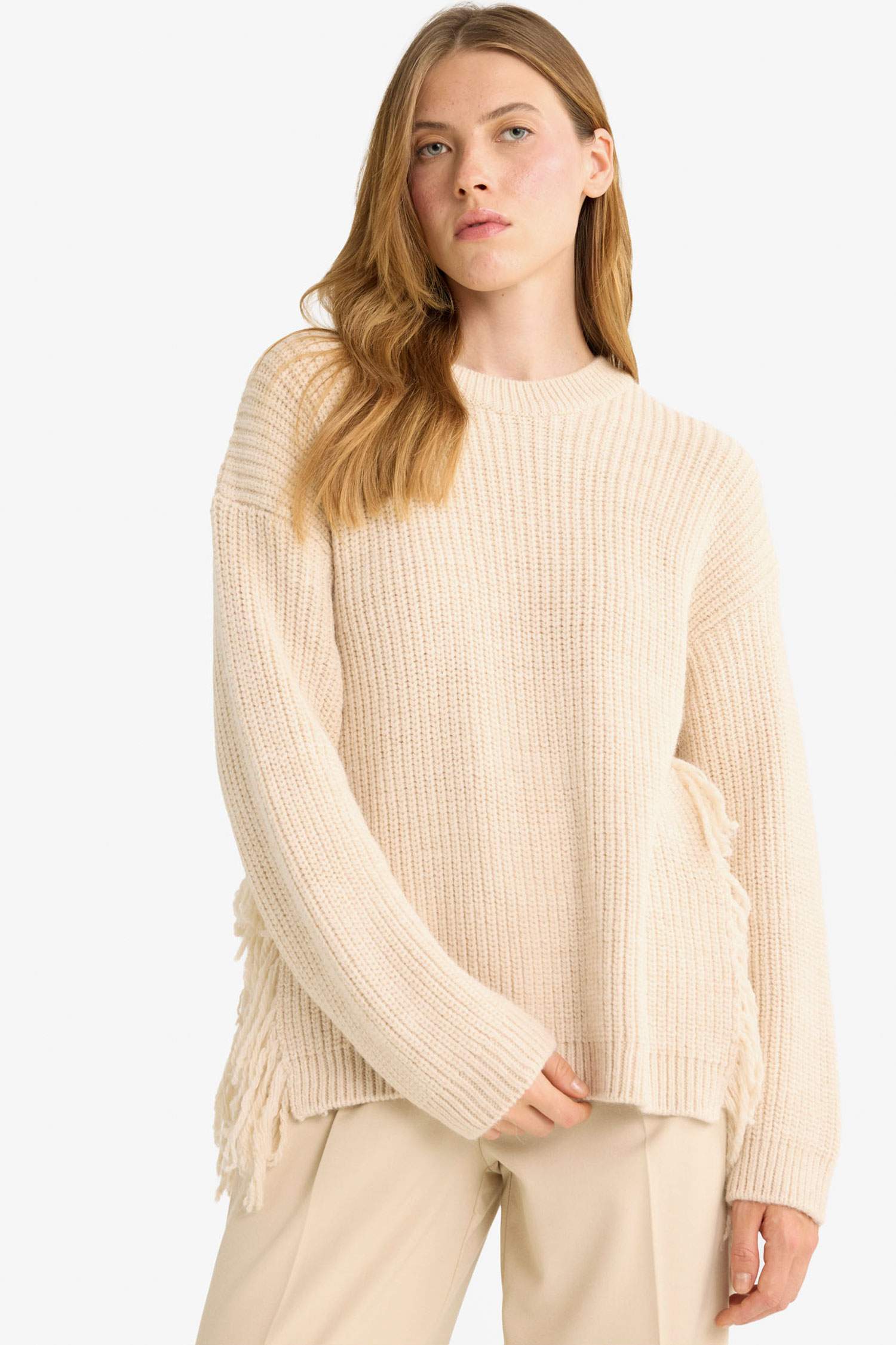 Oversize Geniş Kalıp Bisiklet Yaka Triko Kazak