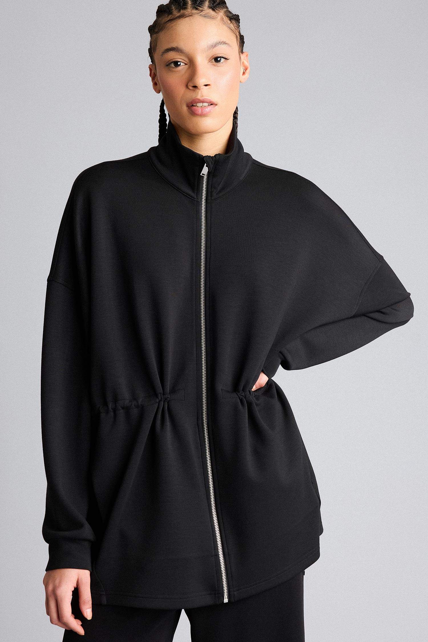 Long Fit тік жағалы модал кардиган