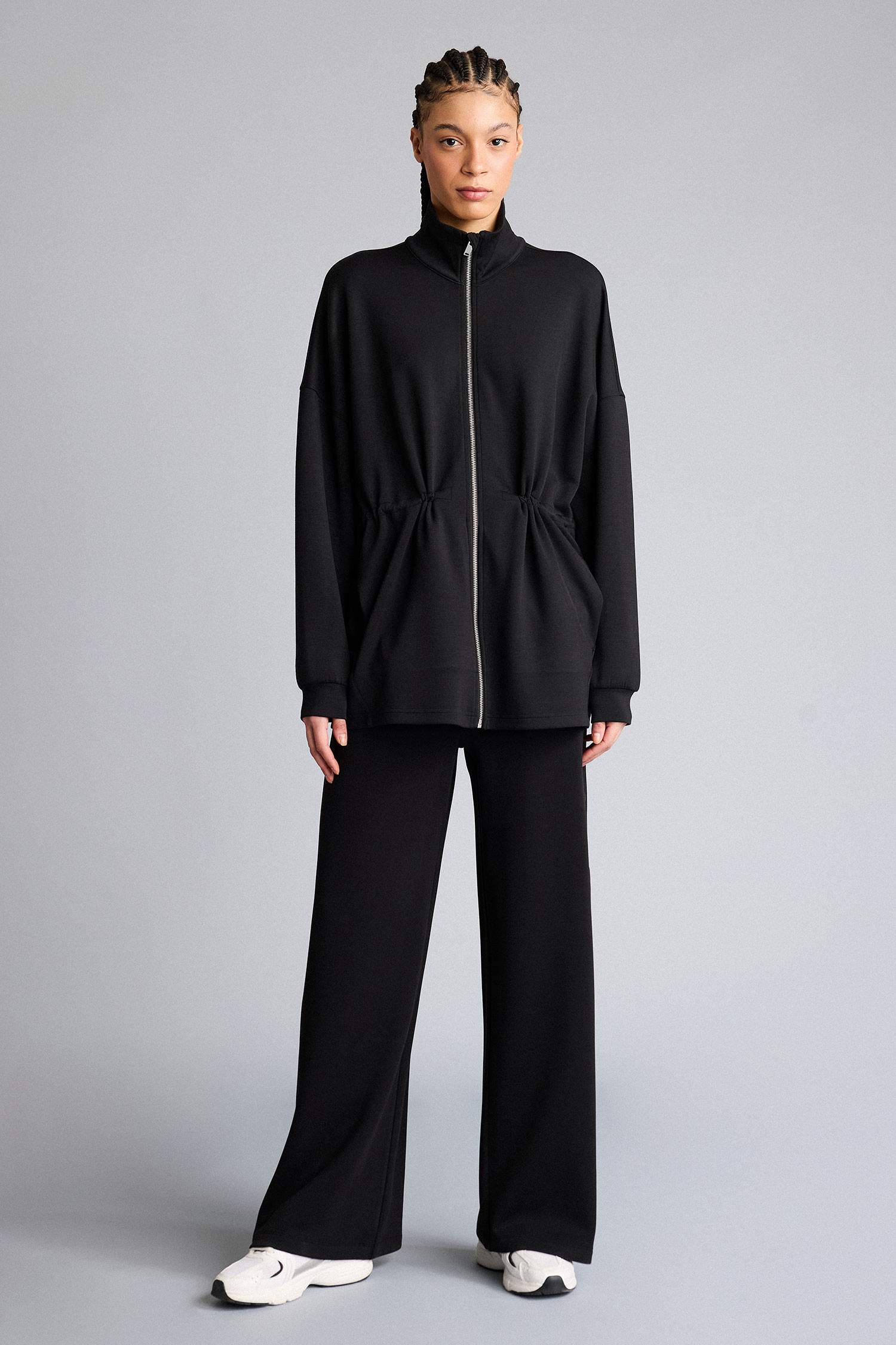 Long Fit тік жағалы модал кардиган