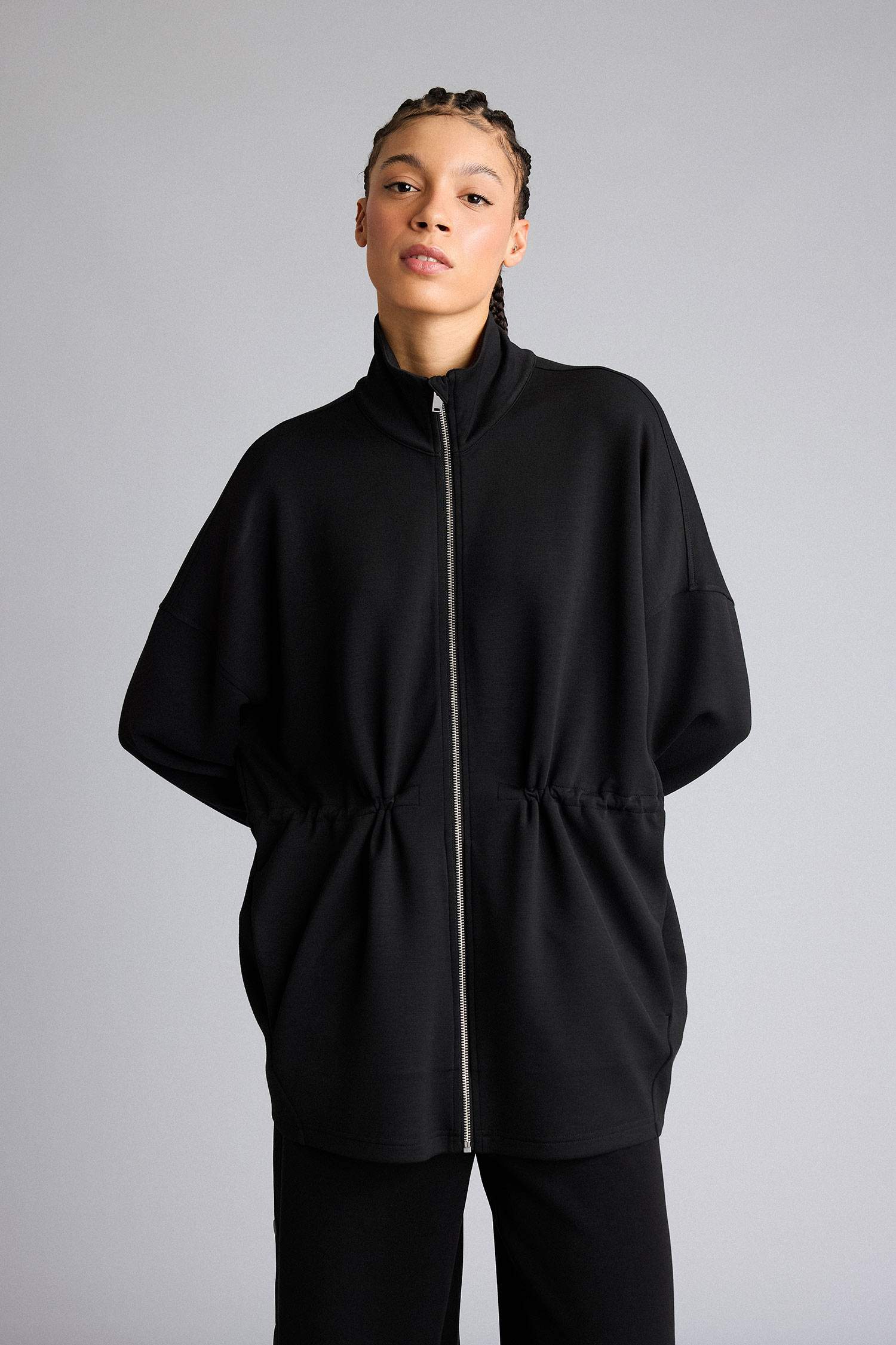 Long Fit тік жағалы модал кардиган