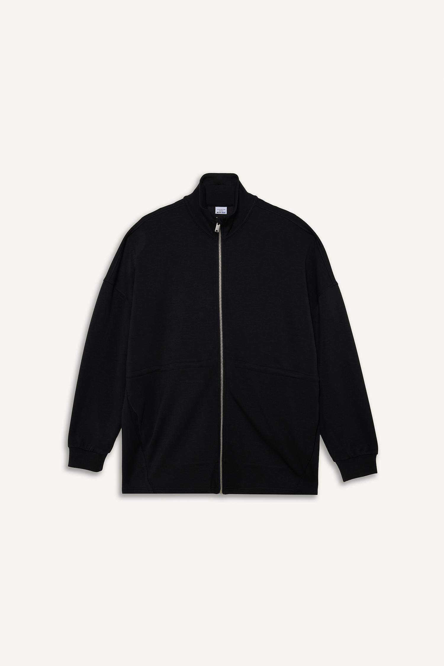 Long Fit тік жағалы модал кардиган