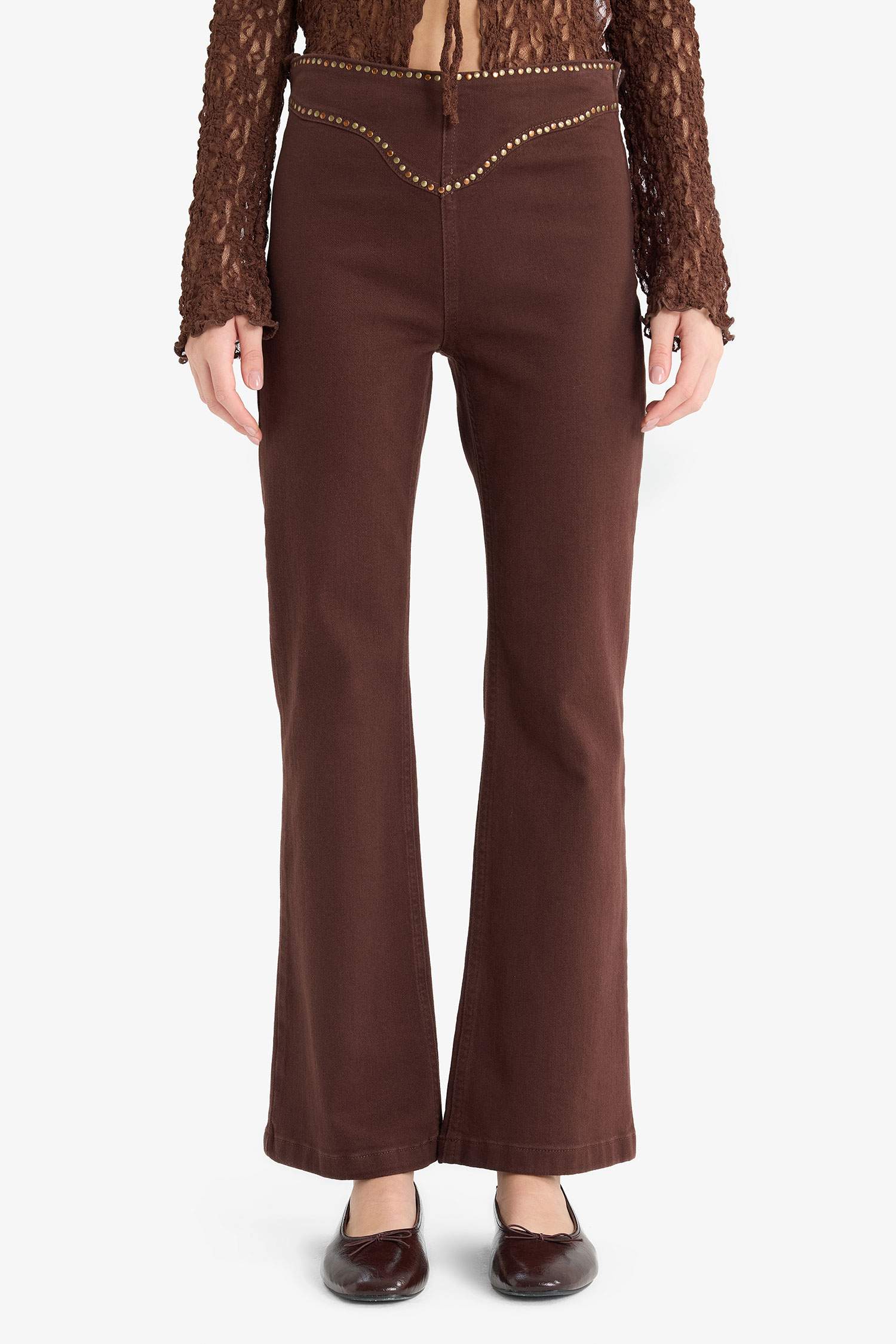 Pantalon évasé gabardine taille normale