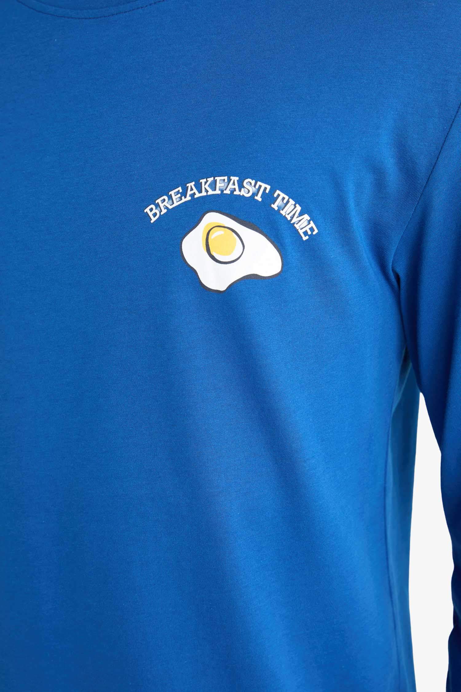 Pijama Takımı Regular Fit Baskılı Uzun Kollu Üst Desenli Uzun Alt