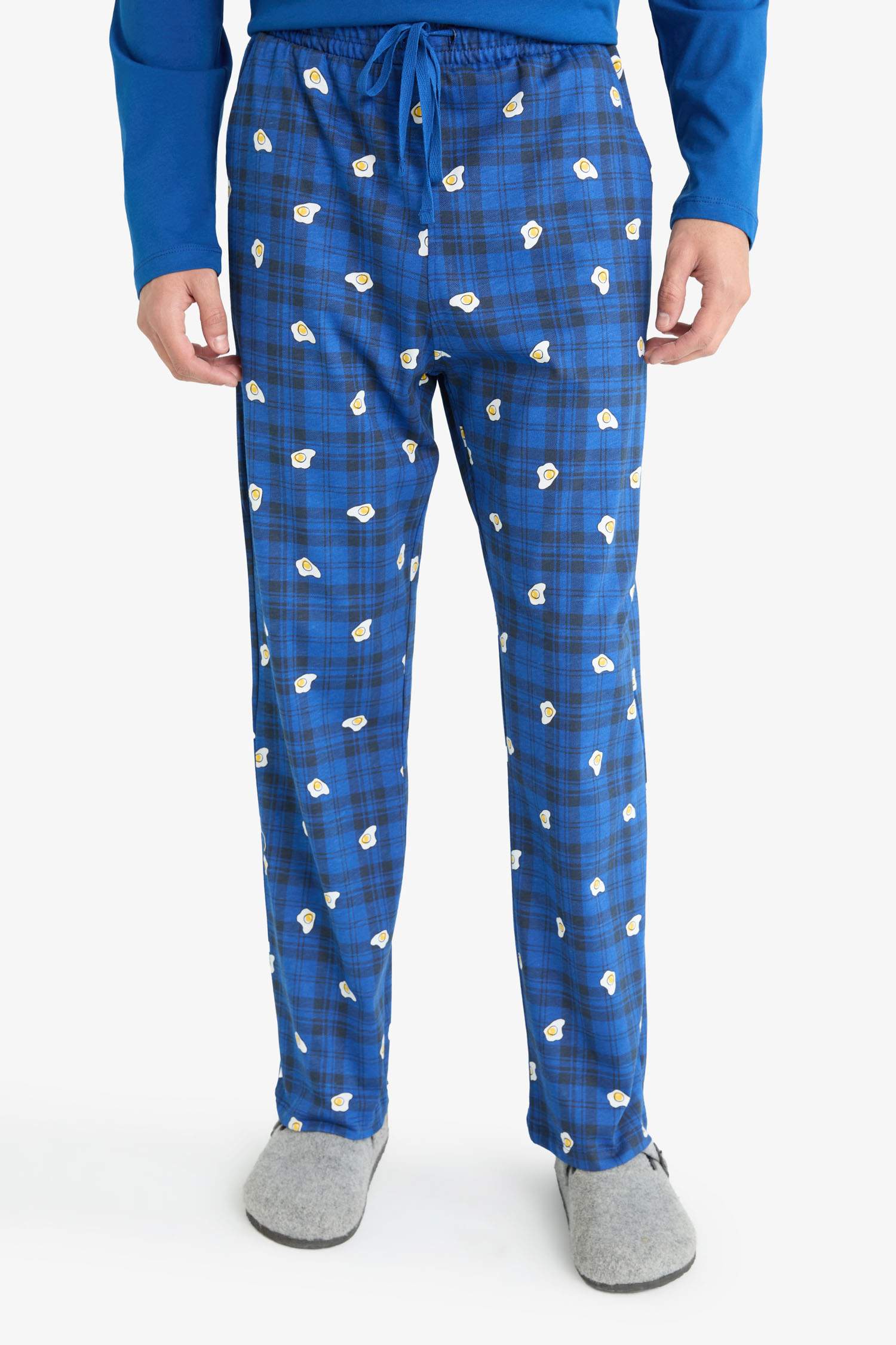 Pijama Takımı Regular Fit Baskılı Uzun Kollu Üst Desenli Uzun Alt