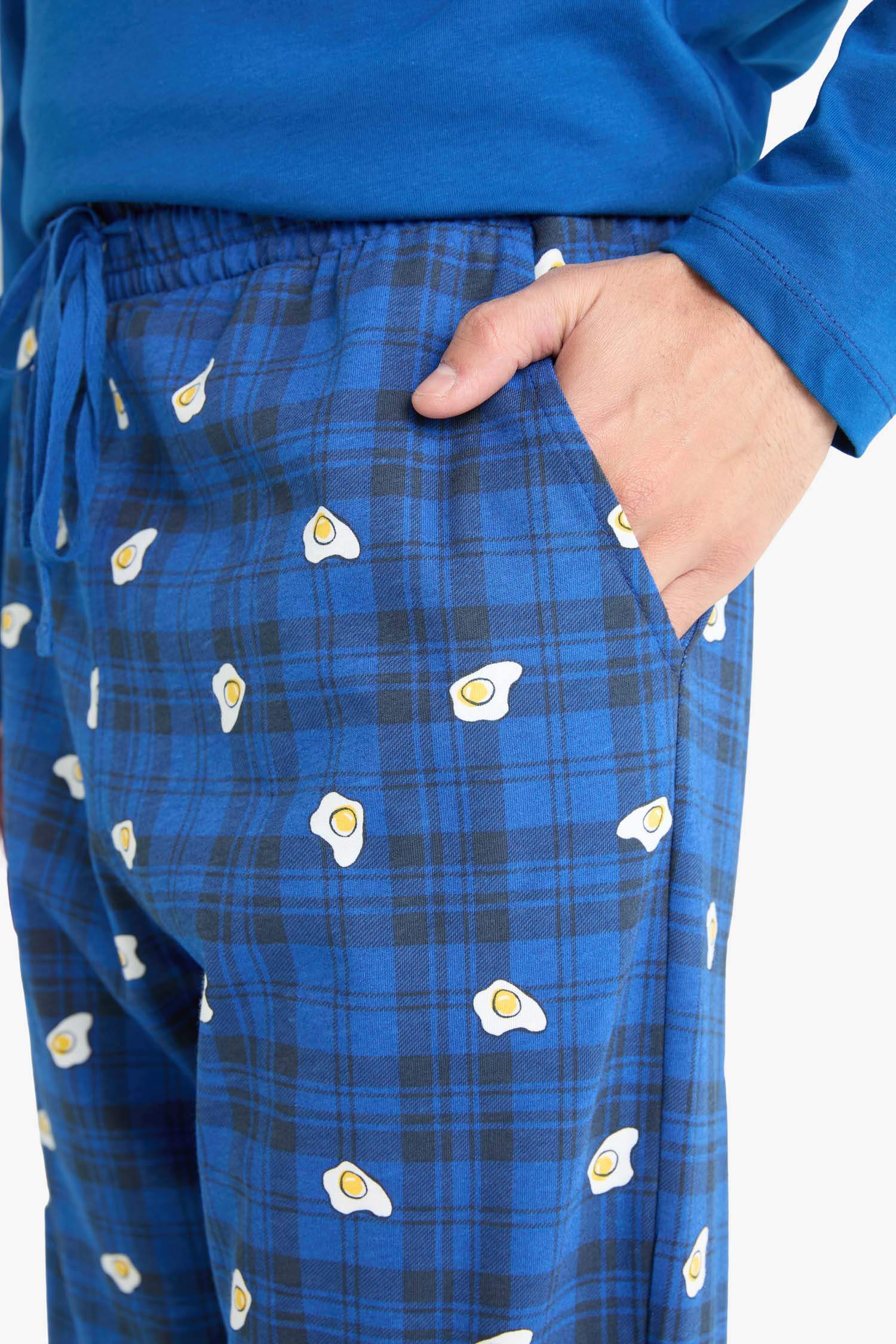 Pijama Takımı Regular Fit Baskılı Uzun Kollu Üst Desenli Uzun Alt