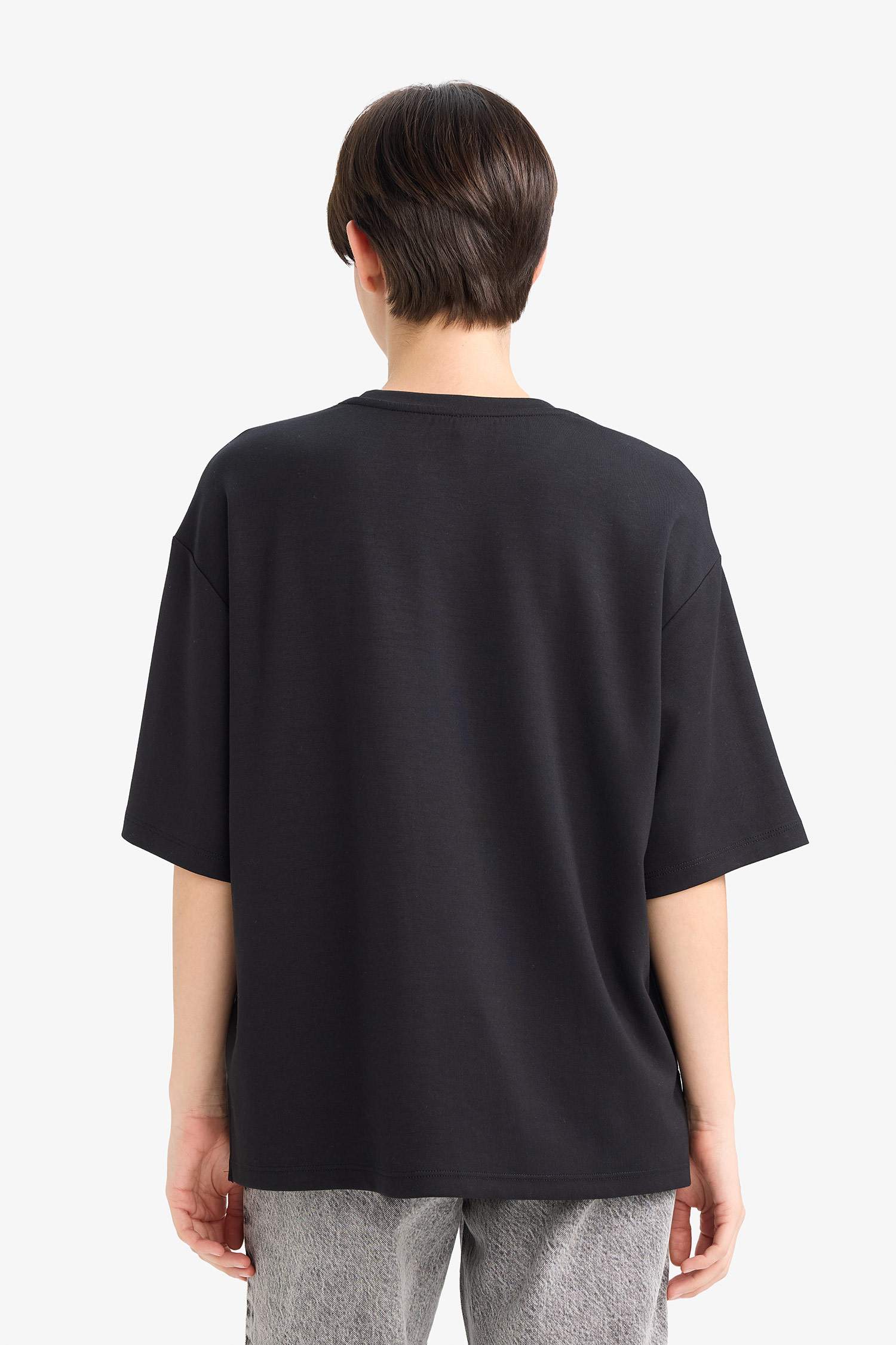 Relax Fit Bisiklet Yaka Basic Düz Kısa Kollu Tişört