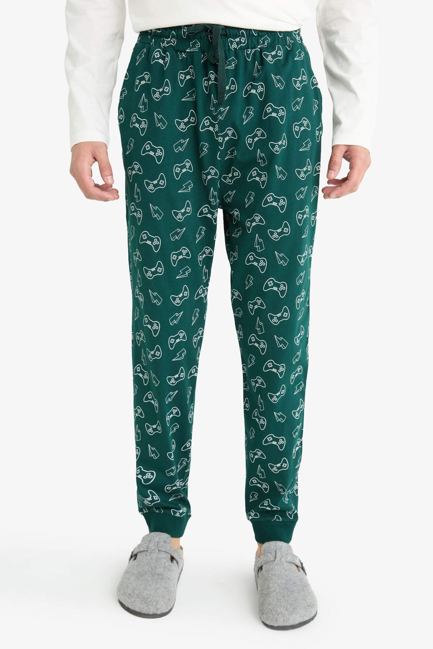 Pijama Takımı Regular Fit Baskılı Uzun Kollu Üst Desenli Uzun Alt