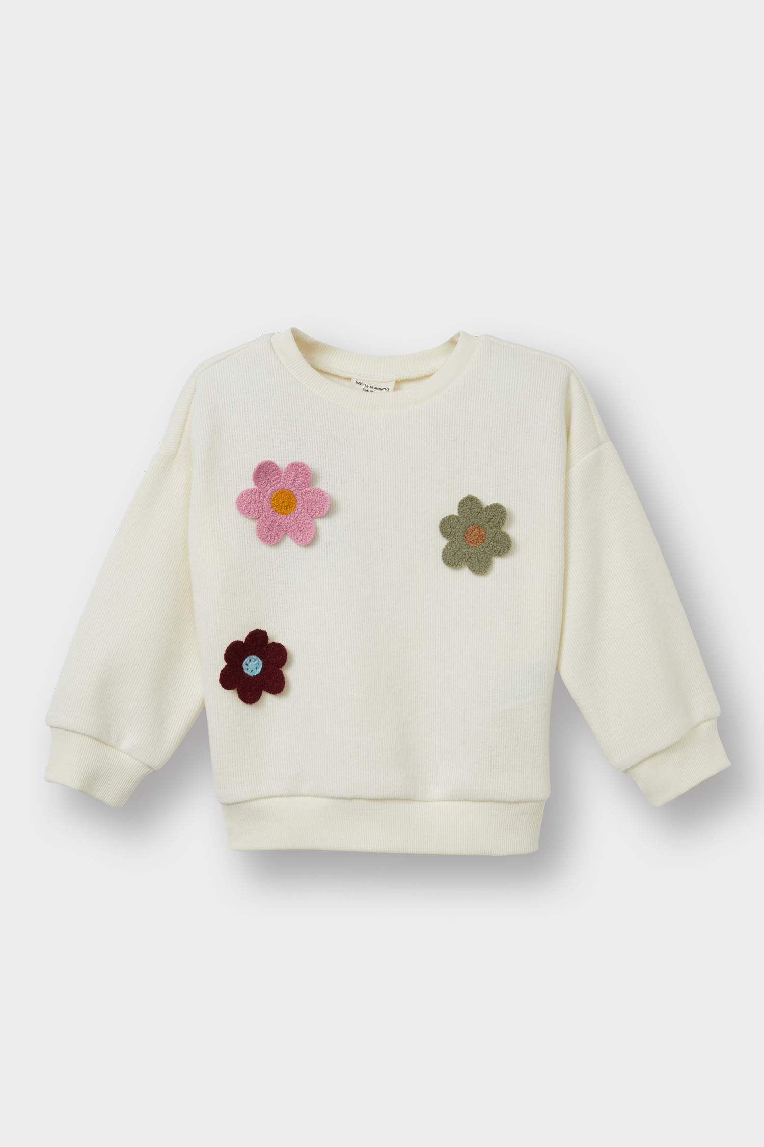 Kız Bebek Bisiklet Yaka Çiçekli Sweatshirt