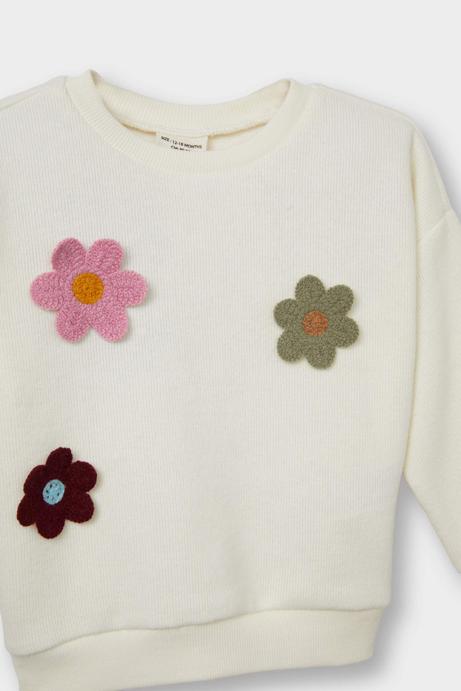 Kız Bebek Bisiklet Yaka Çiçekli Sweatshirt