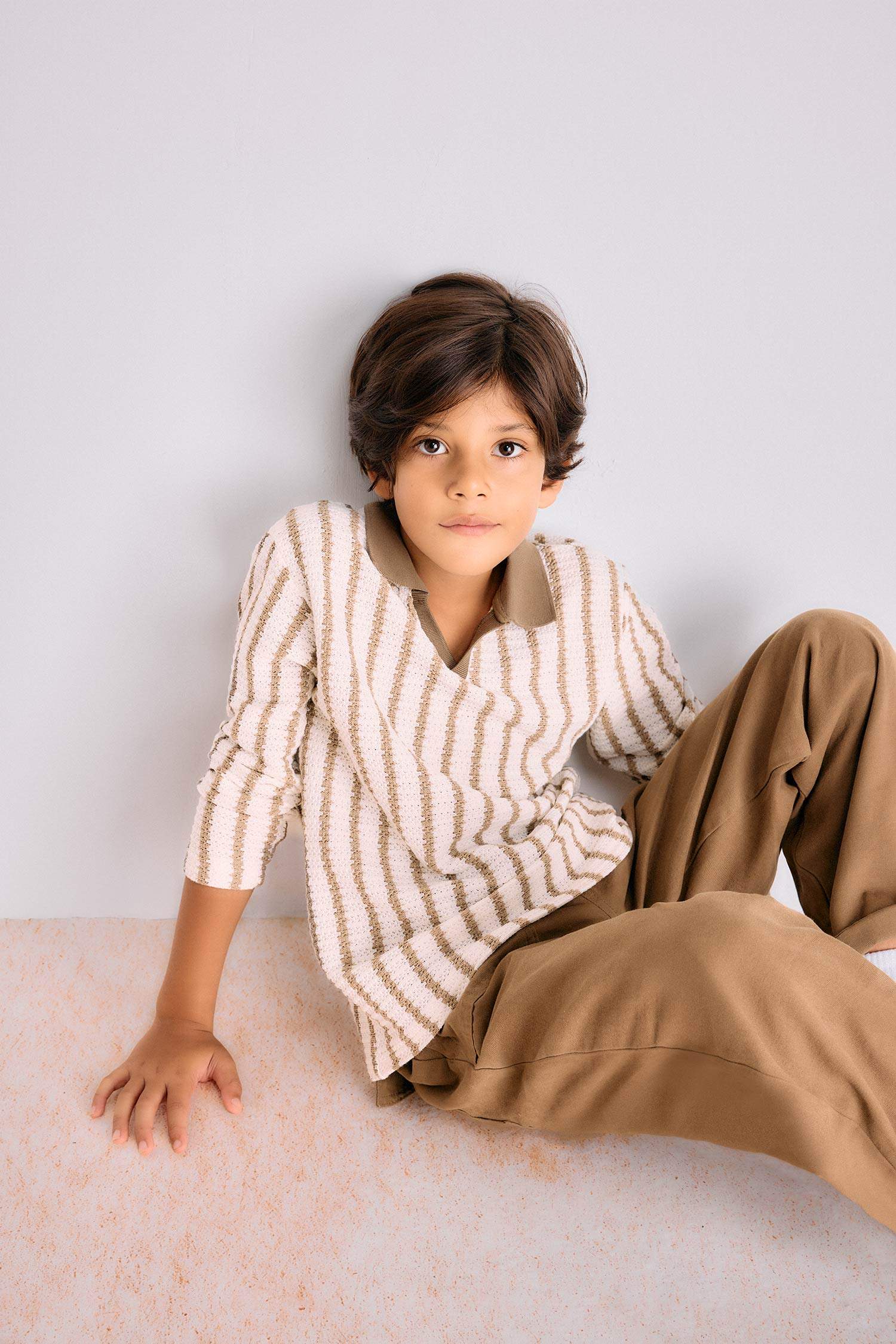 سويت شيرت ولادي مخطط قصة عادية بياخة بولو