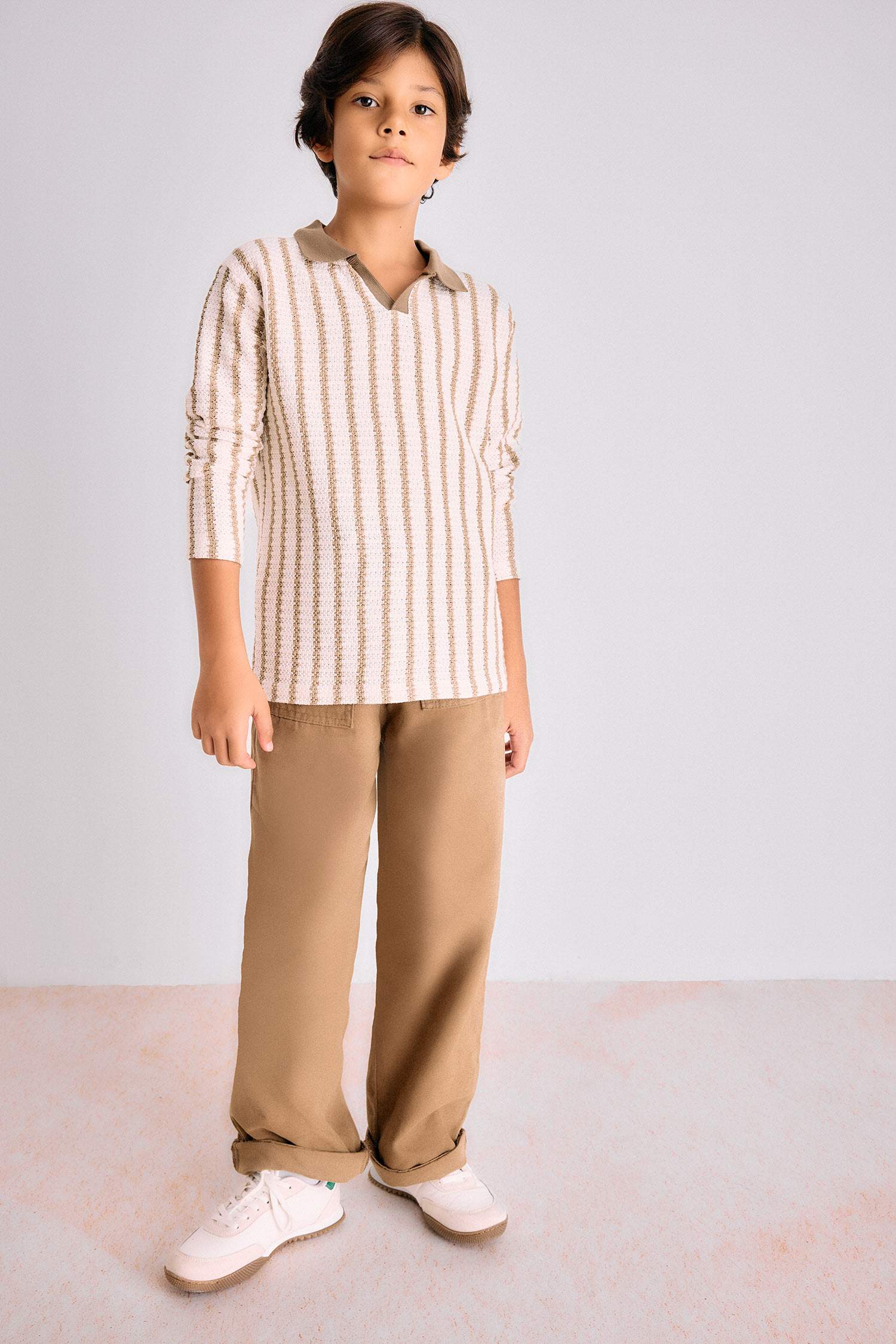 سويت شيرت ولادي مخطط قصة عادية بياخة بولو