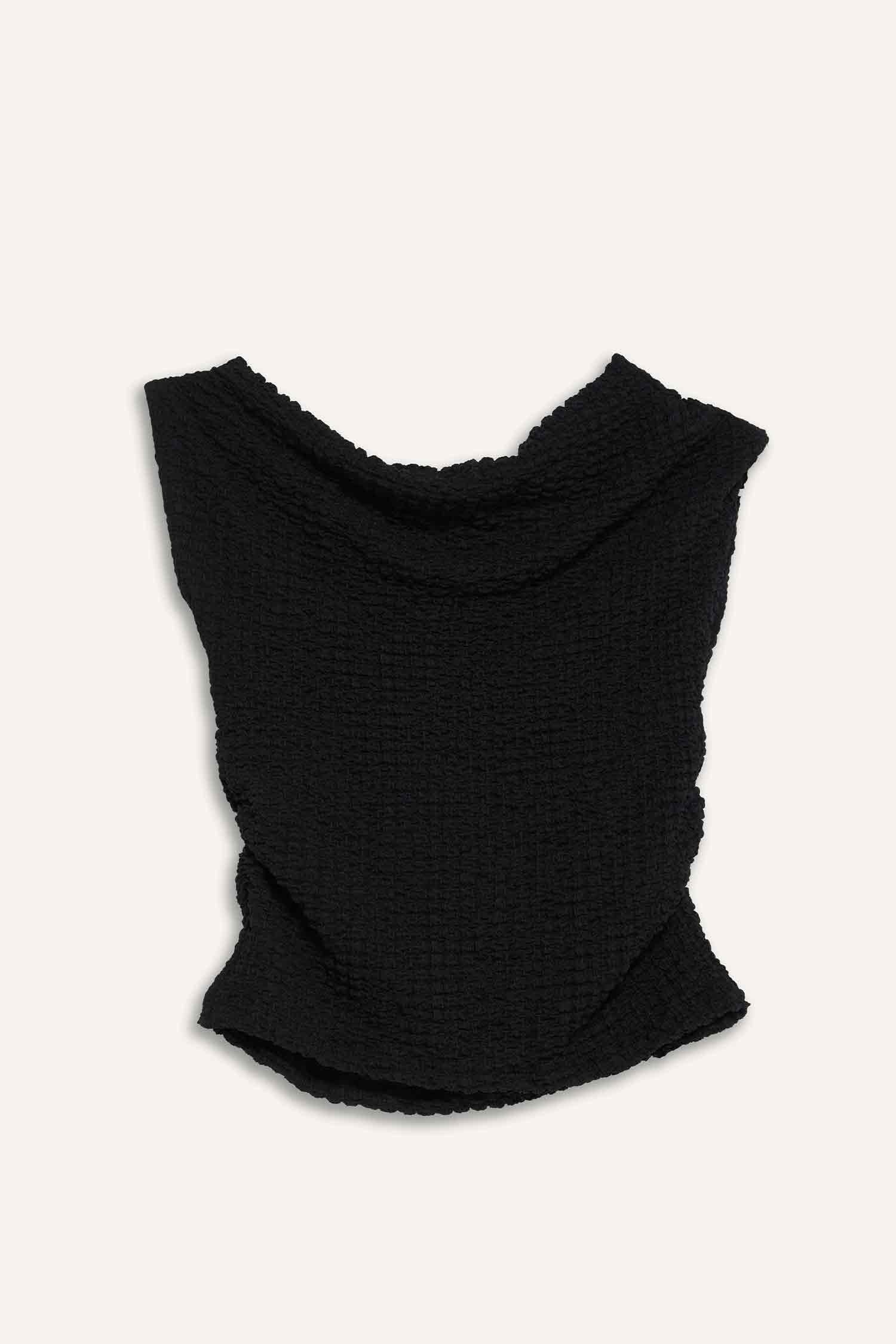 DeFacto Slim Fit Dar Kesim Tek Omuzlu Kırışık Dokulu Bluz görsel 4