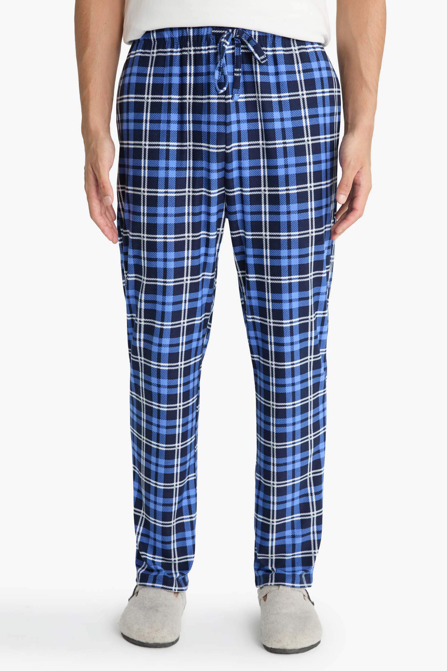 Regular Fit Cepli Polar Kareli Pijama Altı