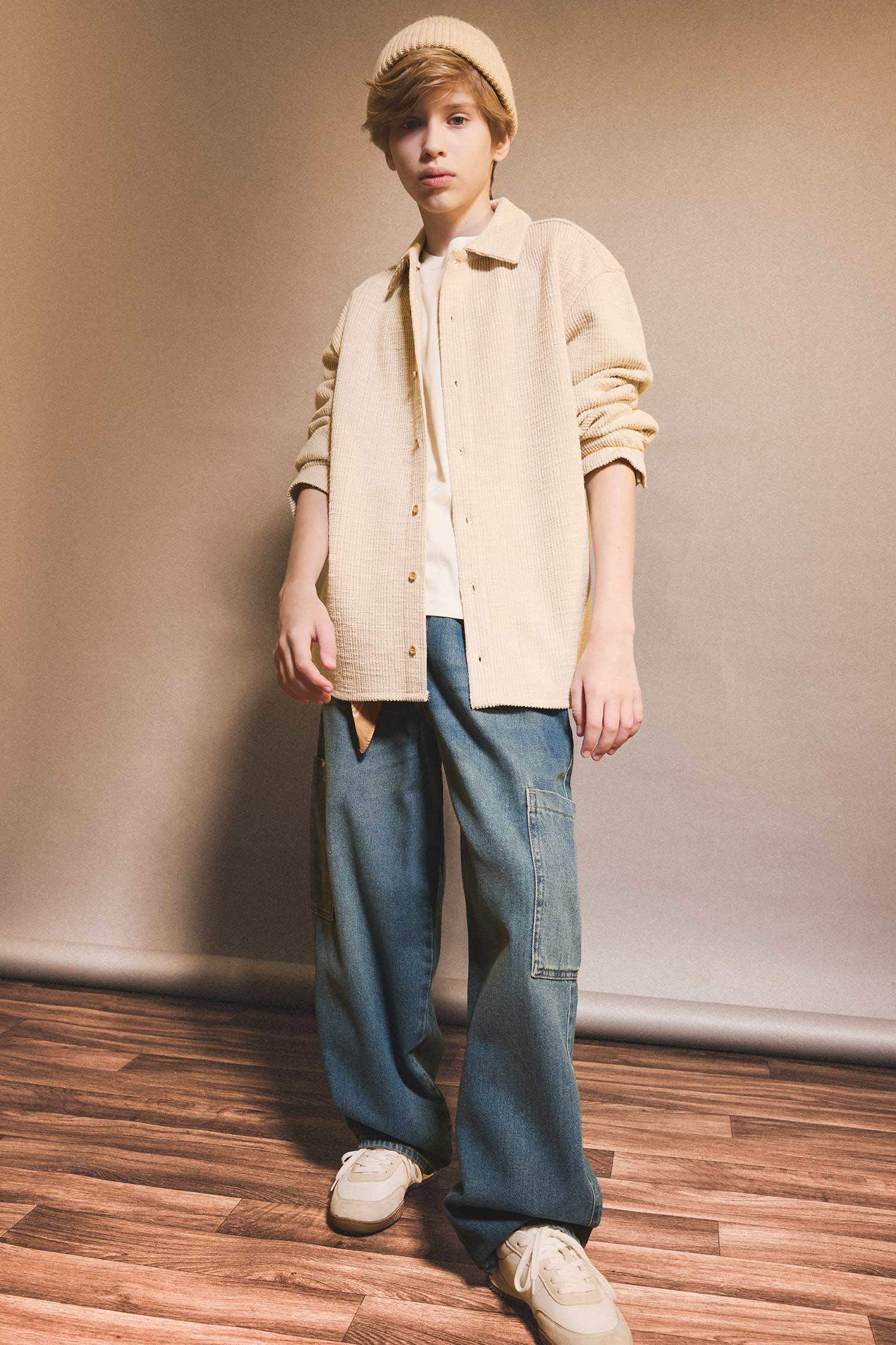 قميص بولو ولادي ردن طويل قصة عادية