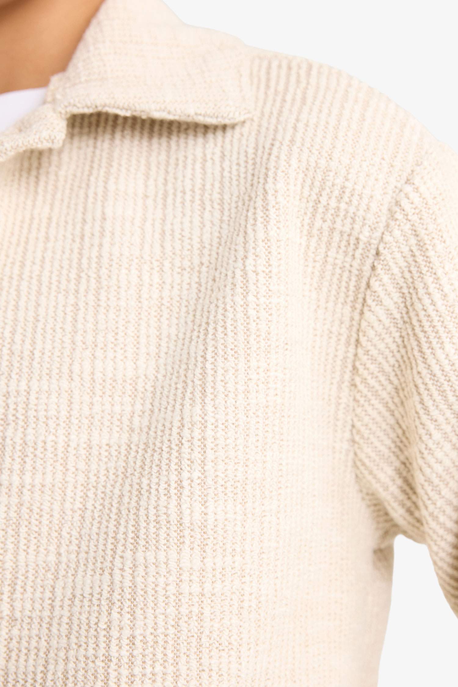 Erkek Çocuk Polo Yaka Jakarlı Uzun Kollu Gömlek