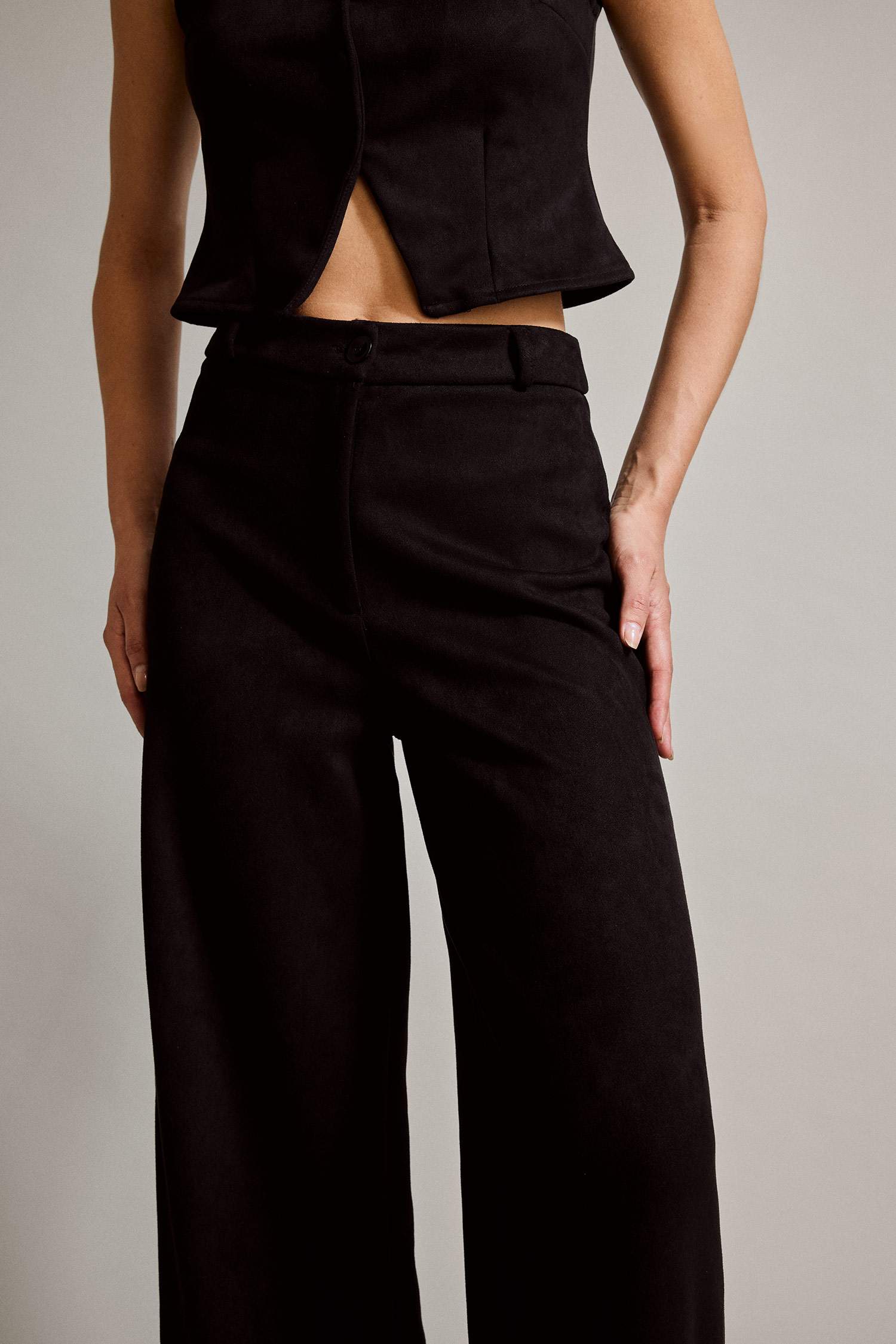 Wide Leg Geniş Bol Paça Süet Pantolon