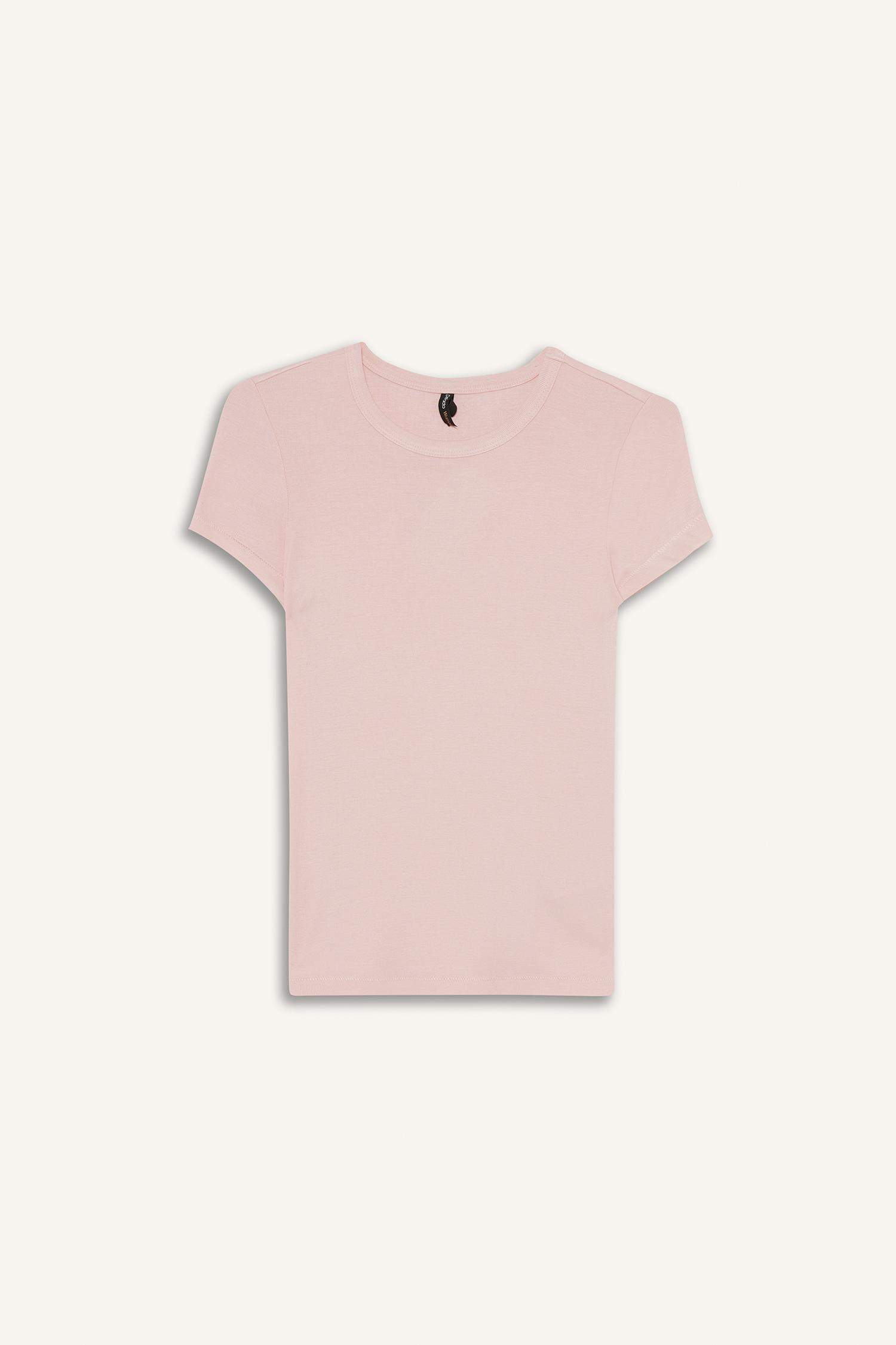 Slim Fit Dar Kesim Bisiklet Yaka Kısa Kollu Tişört