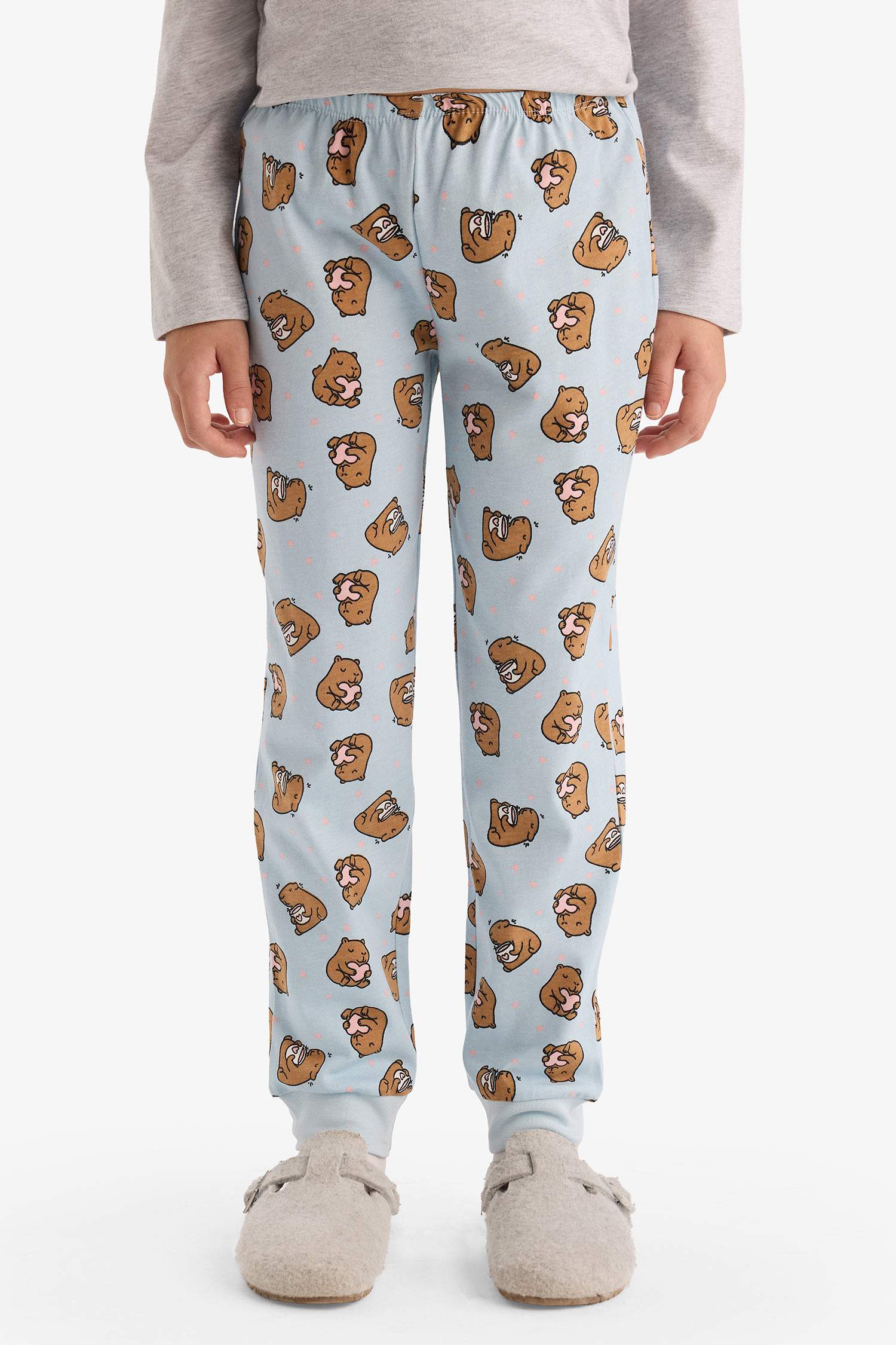 سيت بجامة بناتي مطبوع قصة عادية - قطعتين